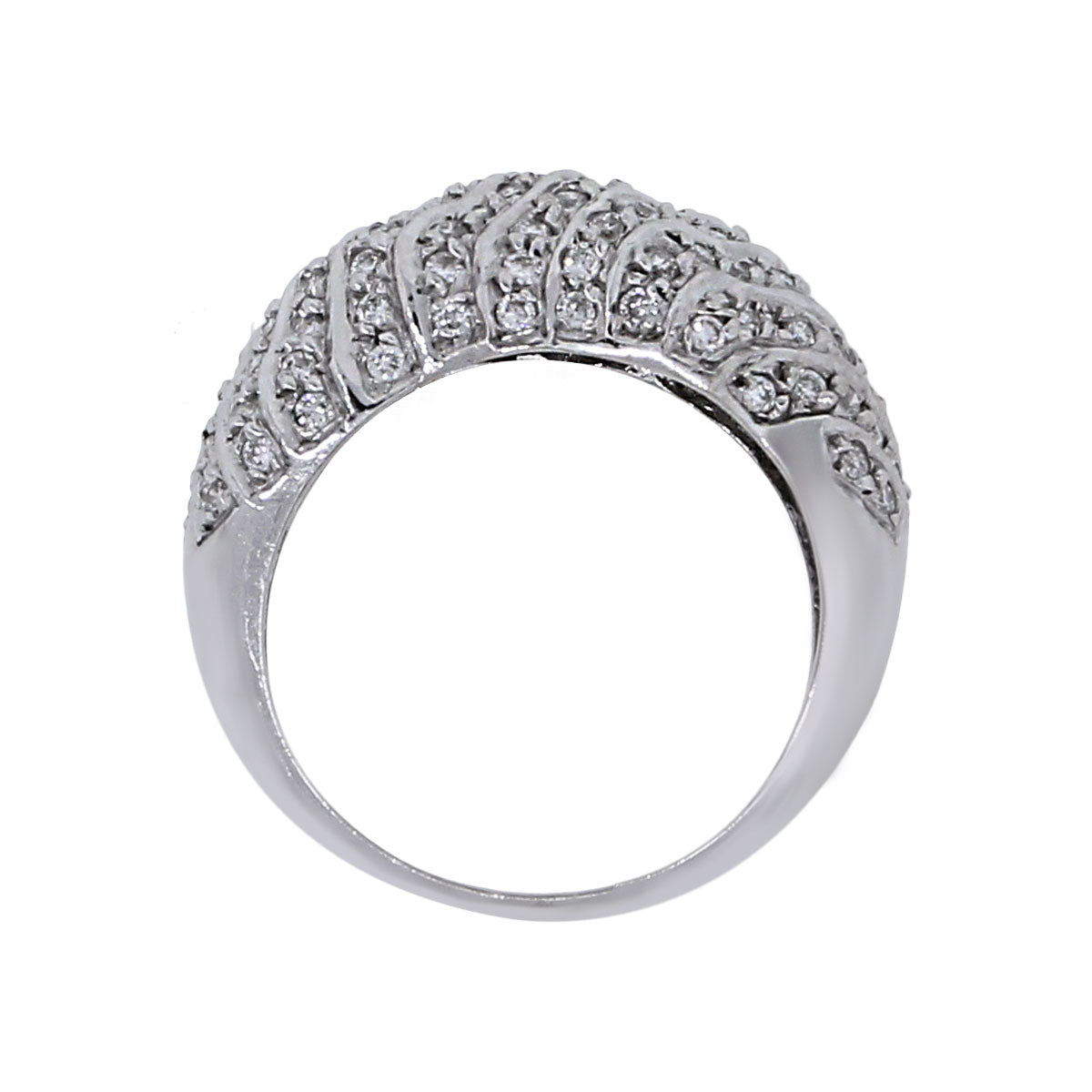 14k White Gold 0.82ctw Diamond Dome Ring