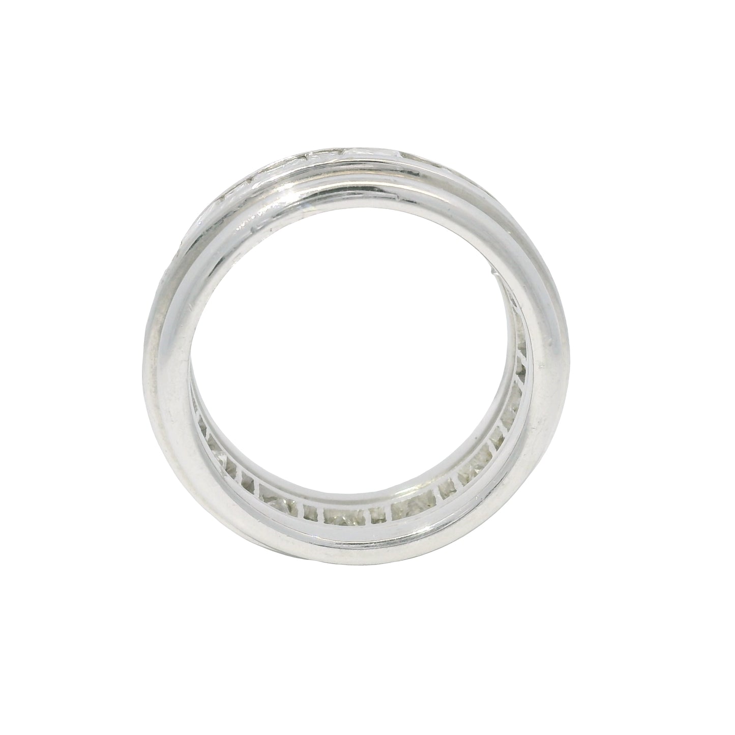 18k White Gold & Platinum Natural Emerald & Princess Cut Diamond Eternity Ring