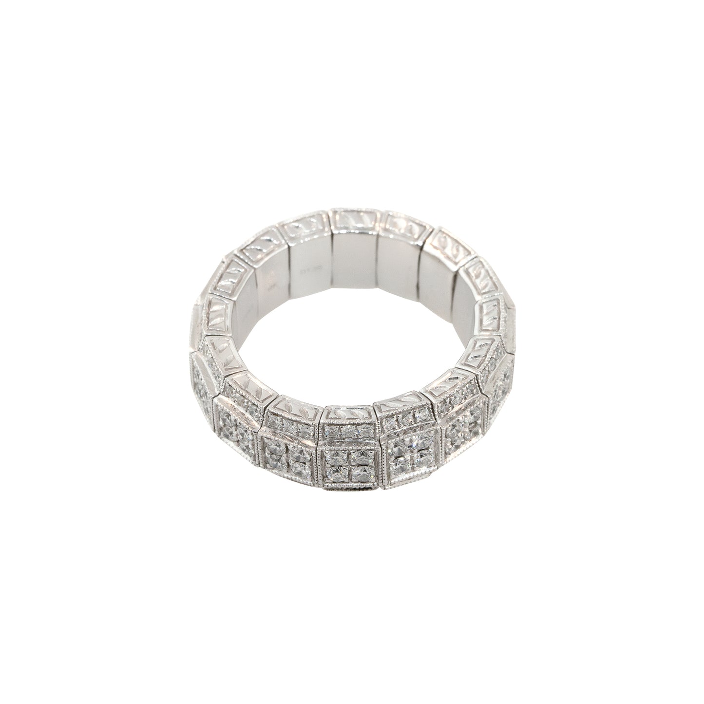 18k White Gold 1.59ctw Pavé Diamond Stretch Wedding Band
