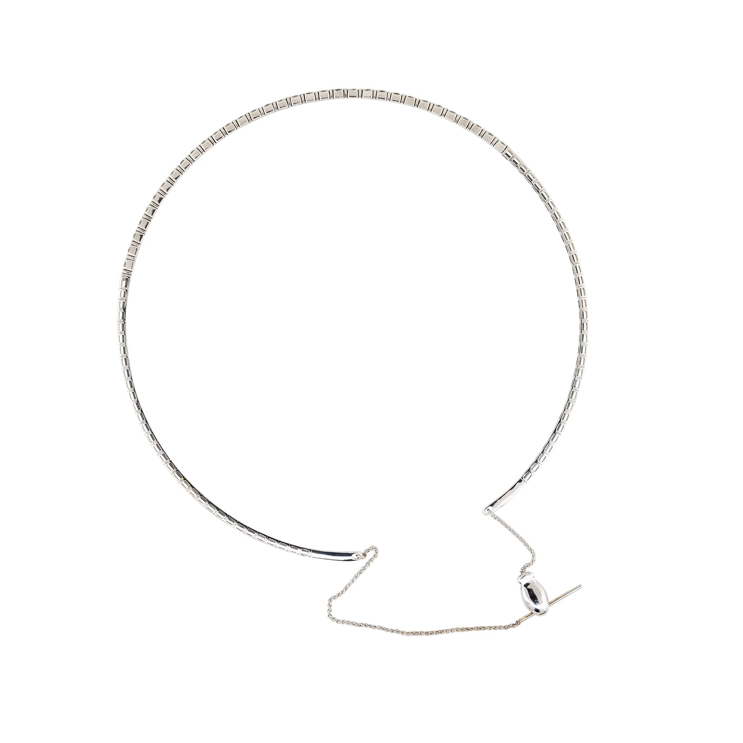 14k White Gold 1.10ctw Round Cut Diamond Collar Necklace