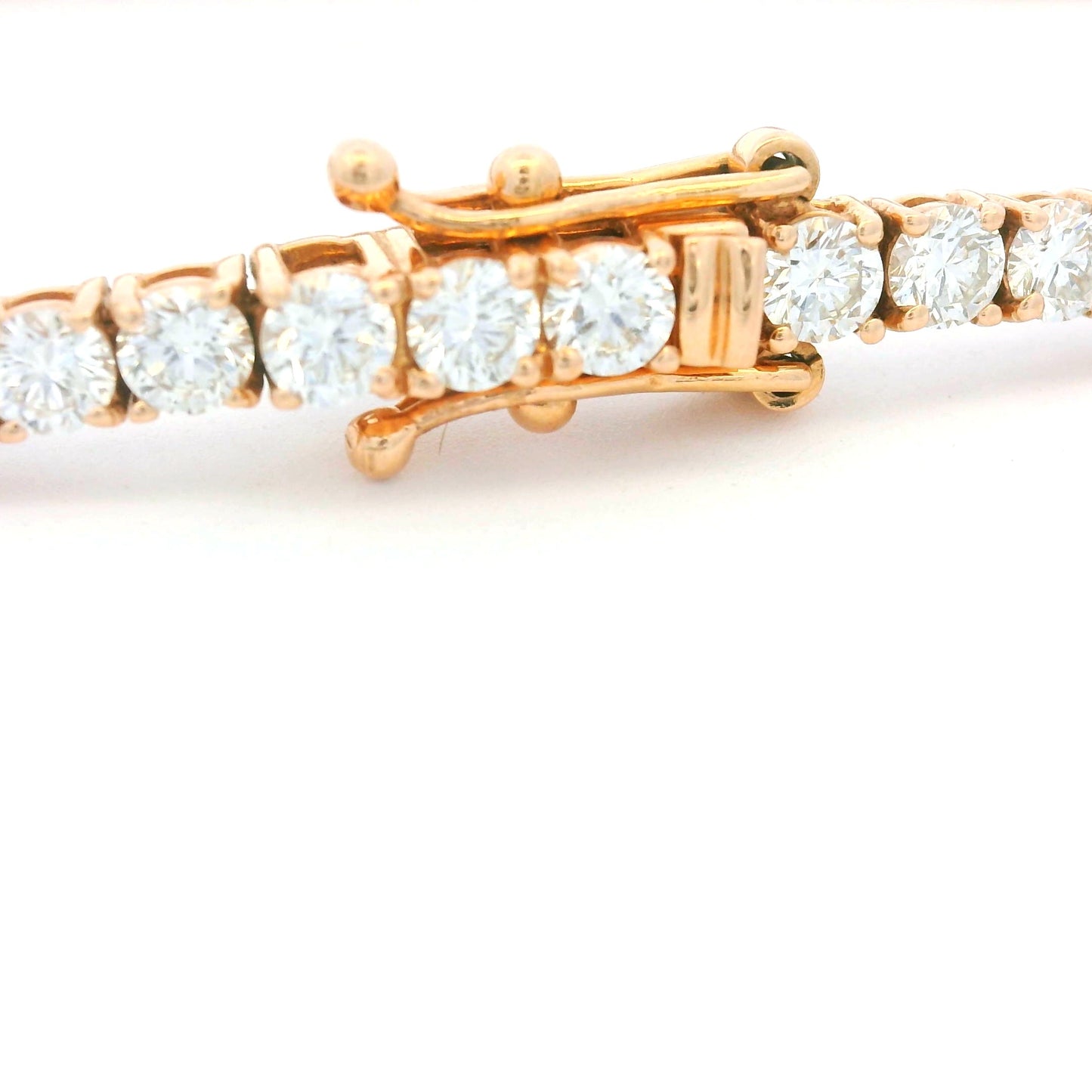 14K Rose Gold Natural 5.02 Carat Round Brilliant Cut Diamond Tennis Bracelet