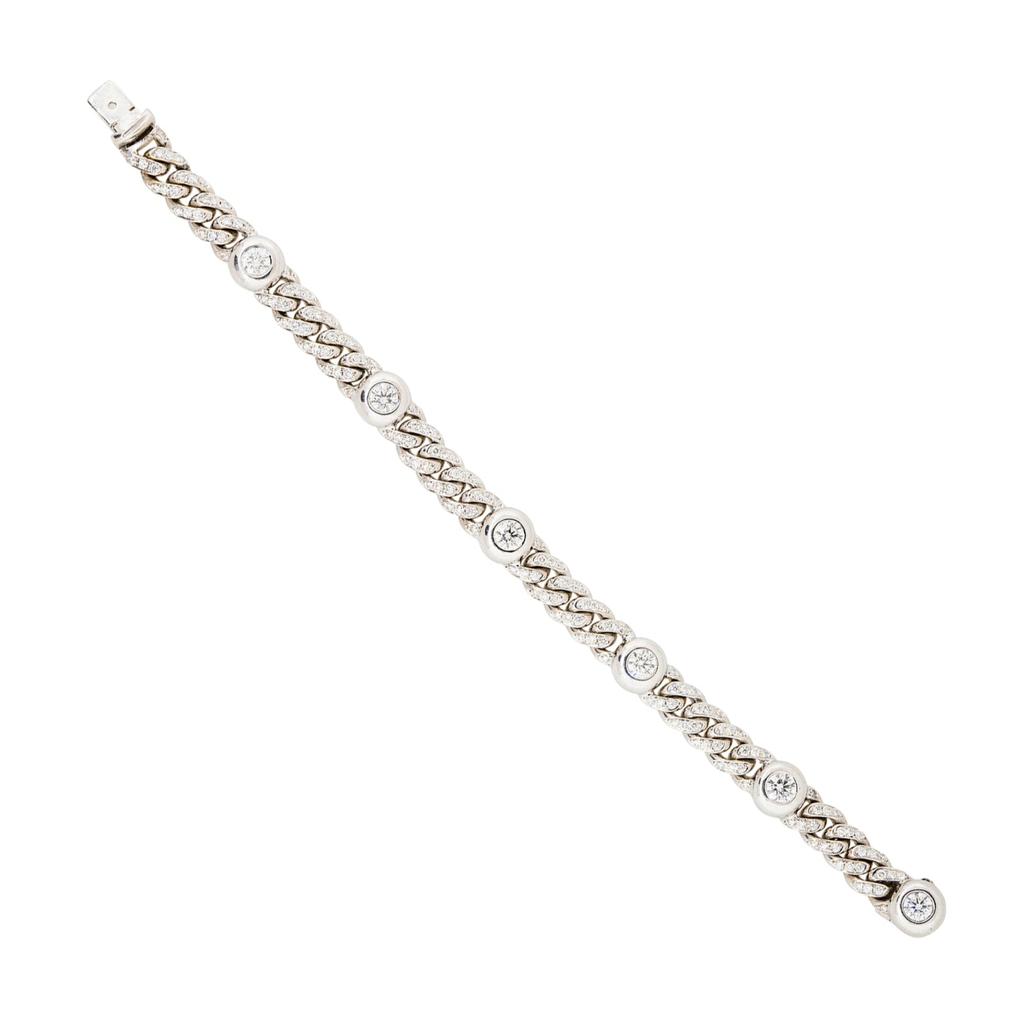 18k White Gold 5.30ctw Pave Diamond Cuban Bracelet