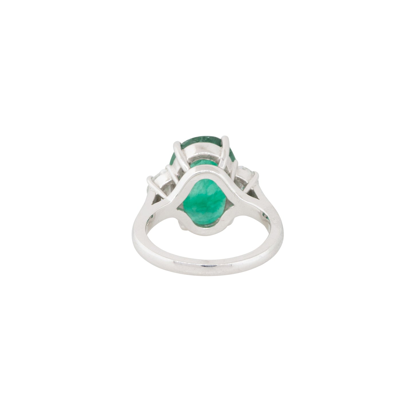 Platinum 5.86ctw Emerald and Half Moon Diamond Side Stones Ring