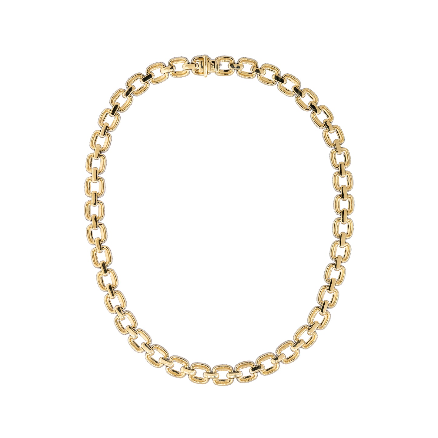 18k White and Yellow Gold 27.65ctw Pave Diamond Link Necklace