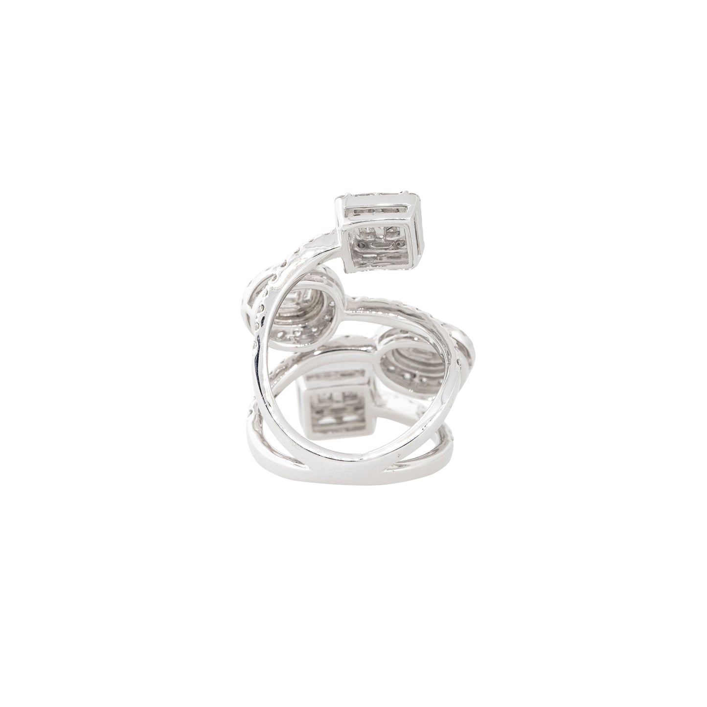 18k White Gold 2.5ctw Diamond Mosaic Station Crossover Ring