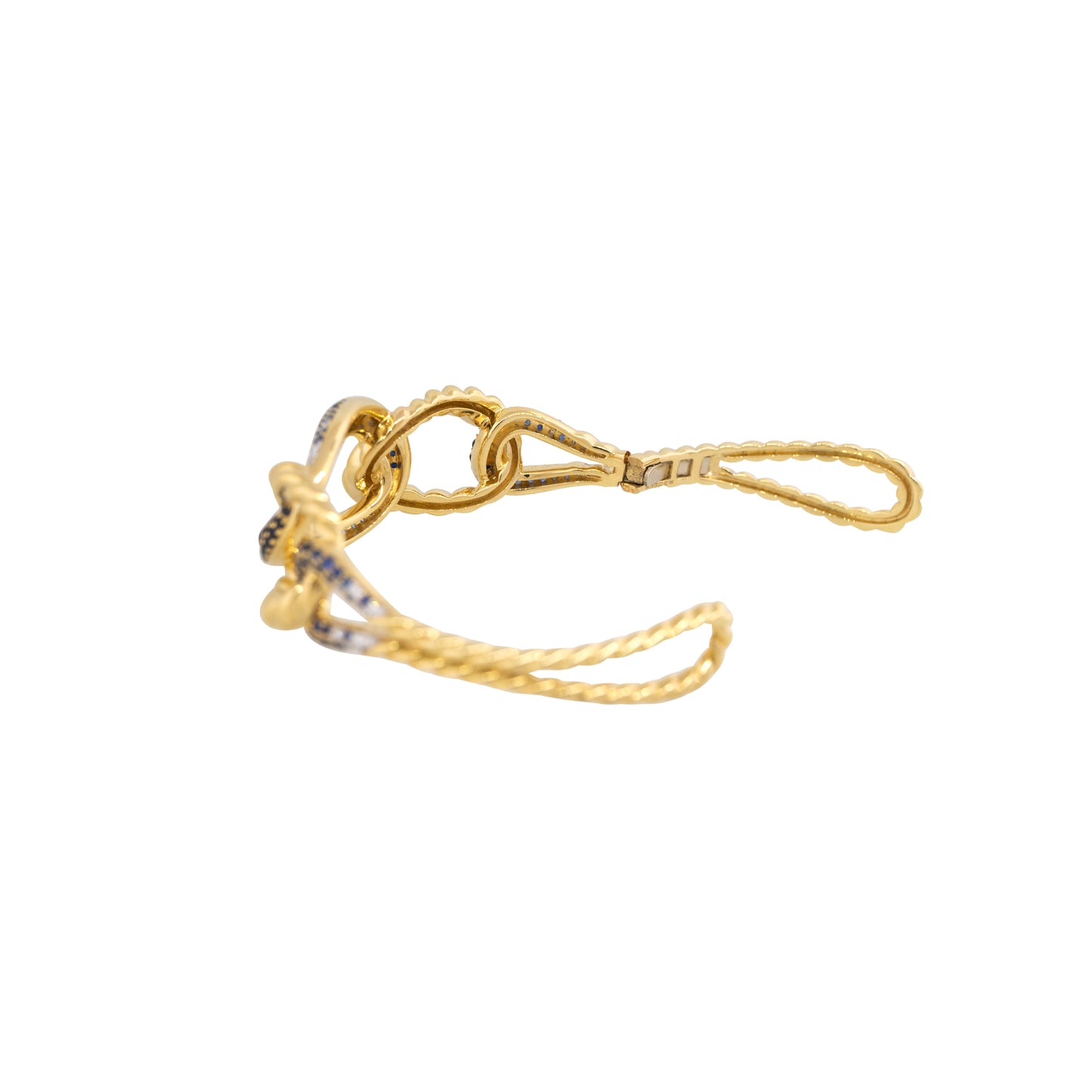 18k Yellow Gold 2.11ct Sapphire and 0.27ct Diamond Link Bracelet