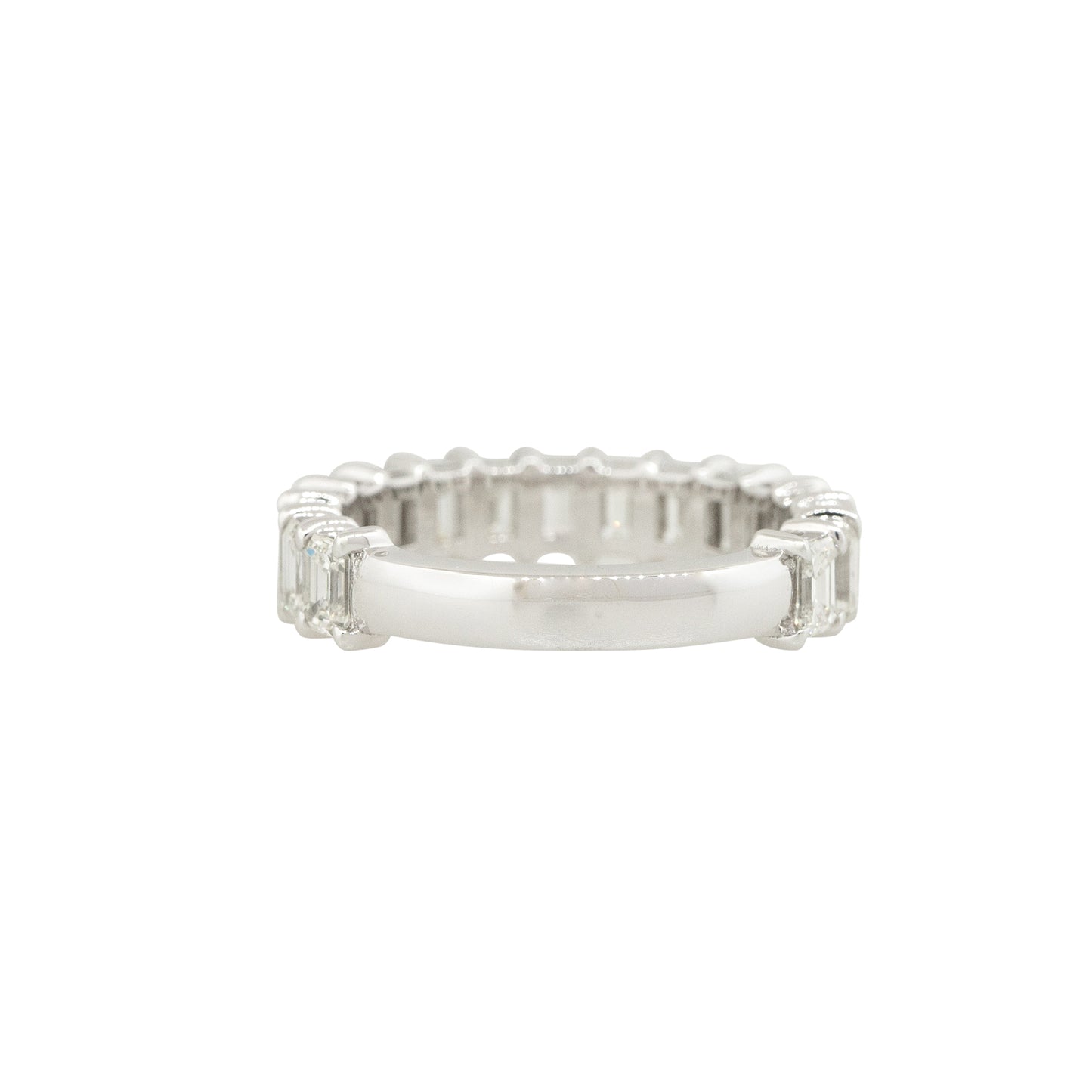 14k White Gold 2.92ctw Emerald Cut Diamond 3/4 Wedding Band