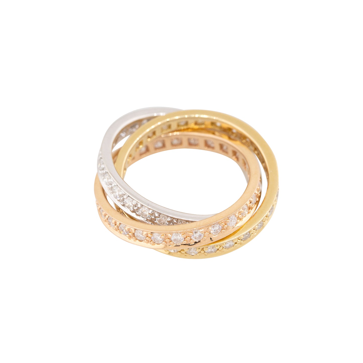 18k Tri-Color Gold 1.84ctw Diamond Rolling Ring