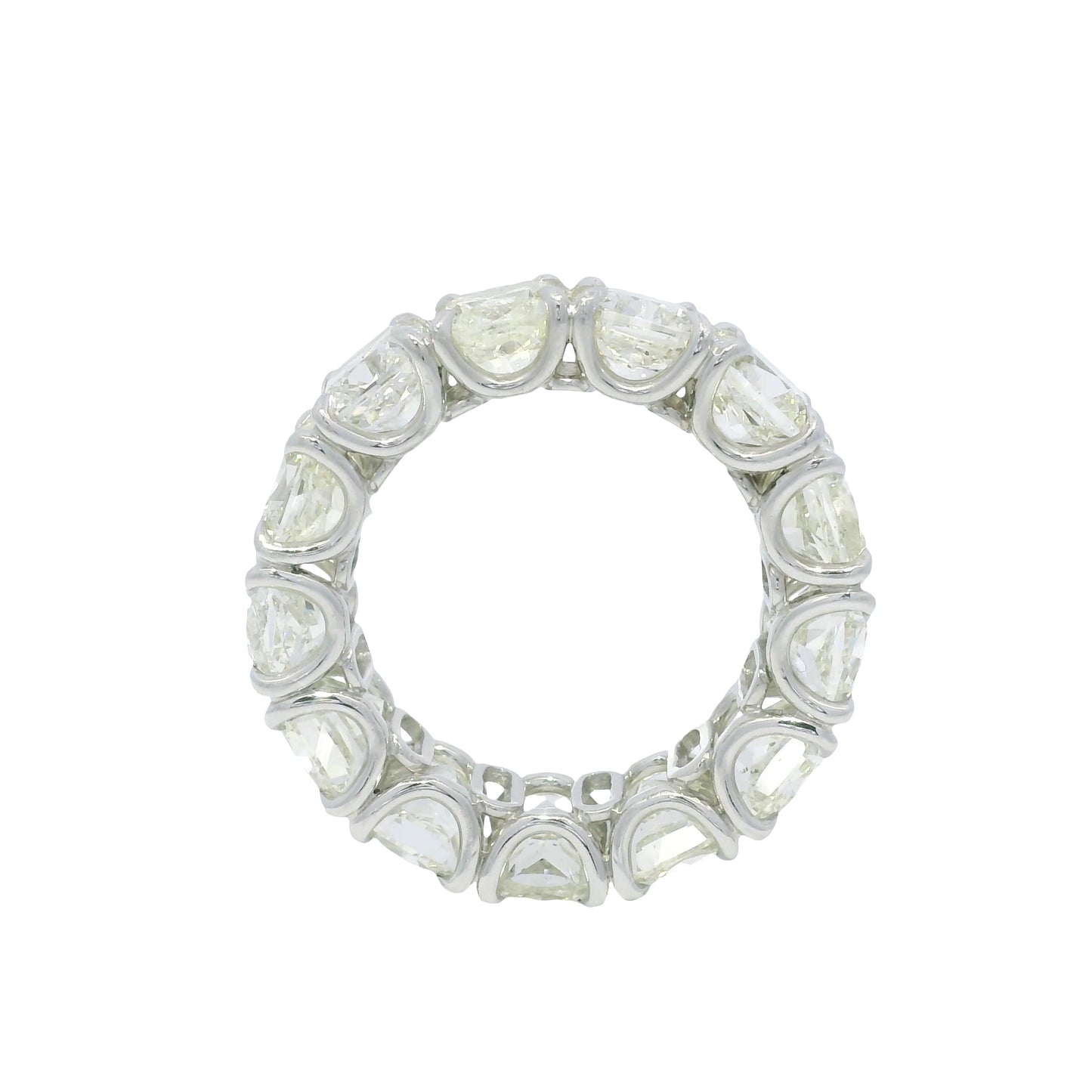 Platinum Natural 13.44 Carat Cushion Cut Diamond Eternity Ring