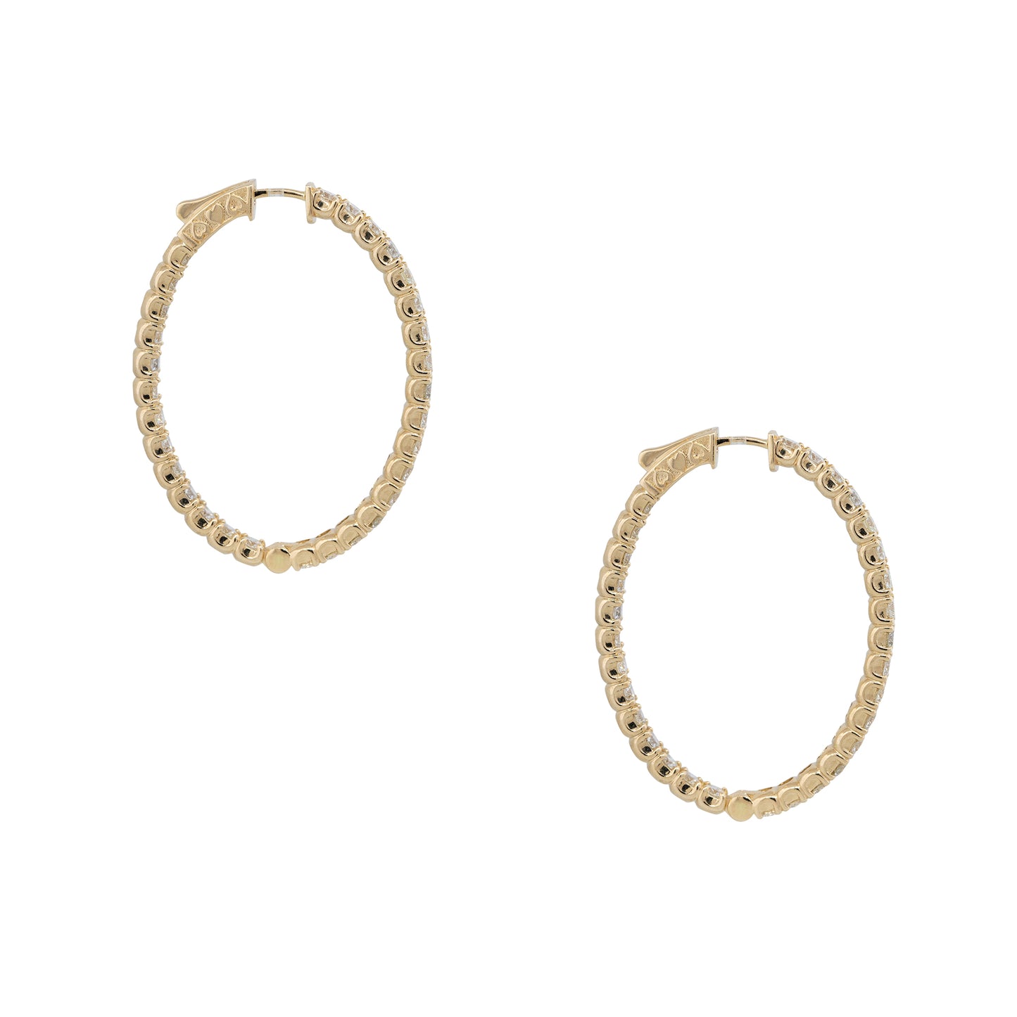 14k Yellow Gold 8.90ctw Round Brilliant Cut Diamond Inside-Out Hoop Earrings