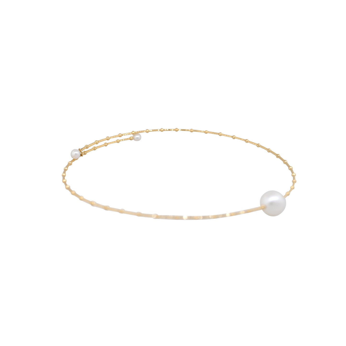 18k Yellow Gold Centered Pearl Beaded Choker Necklace