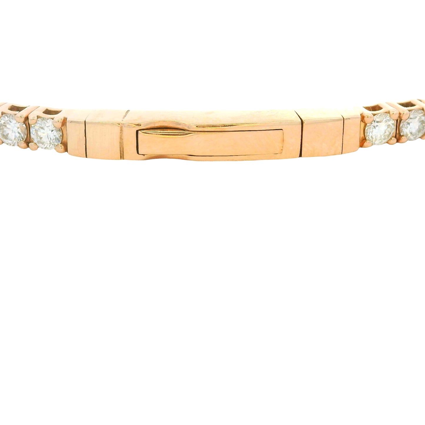 14K Rose Gold Natural 2.43 Carat Round Brilliant Diamond Flexible Bangle Bracelet