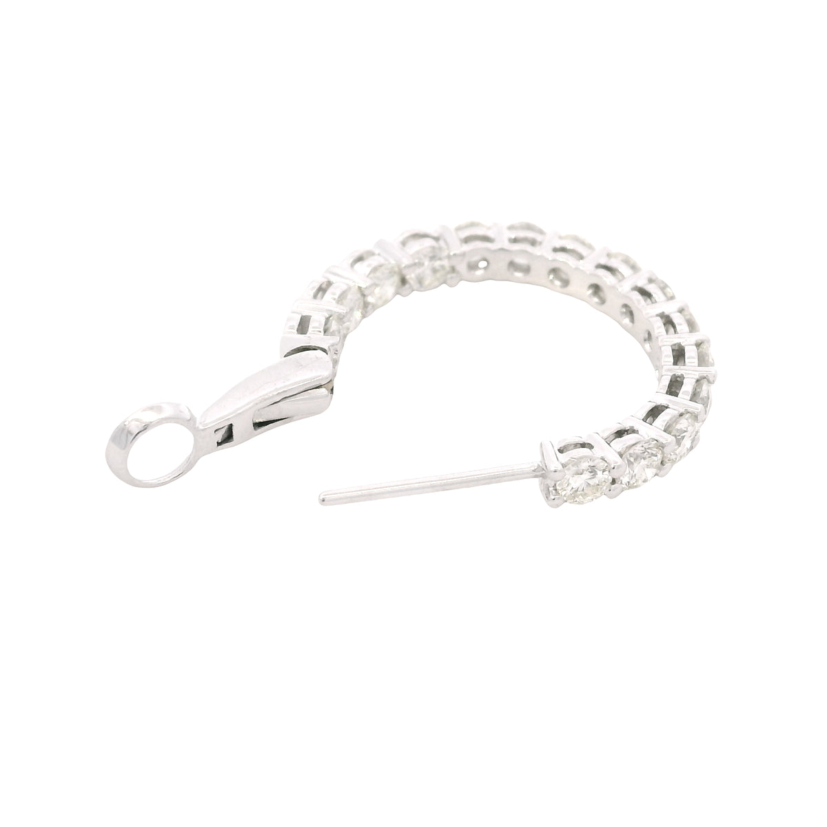 14k White Gold Natural 2.60 Carat Round Brilliant Cut Diamond Inside Out Hoop Earrings