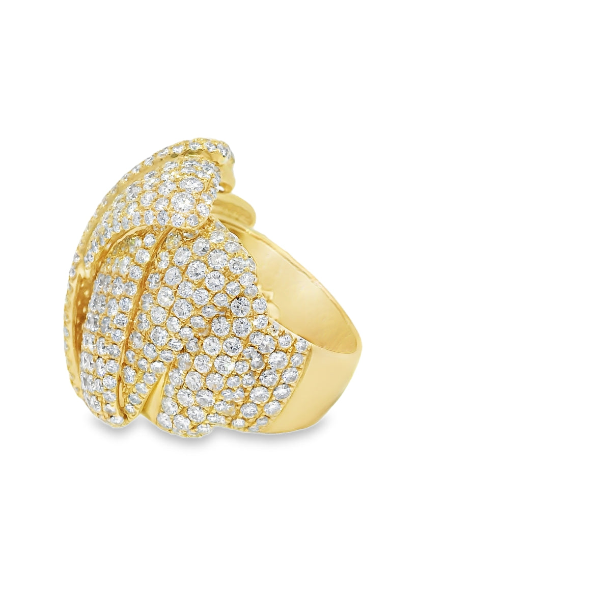 14k Yellow Gold Natural 8.5 Carat Diamond Pave Freeform Wide Ring — product photo 15