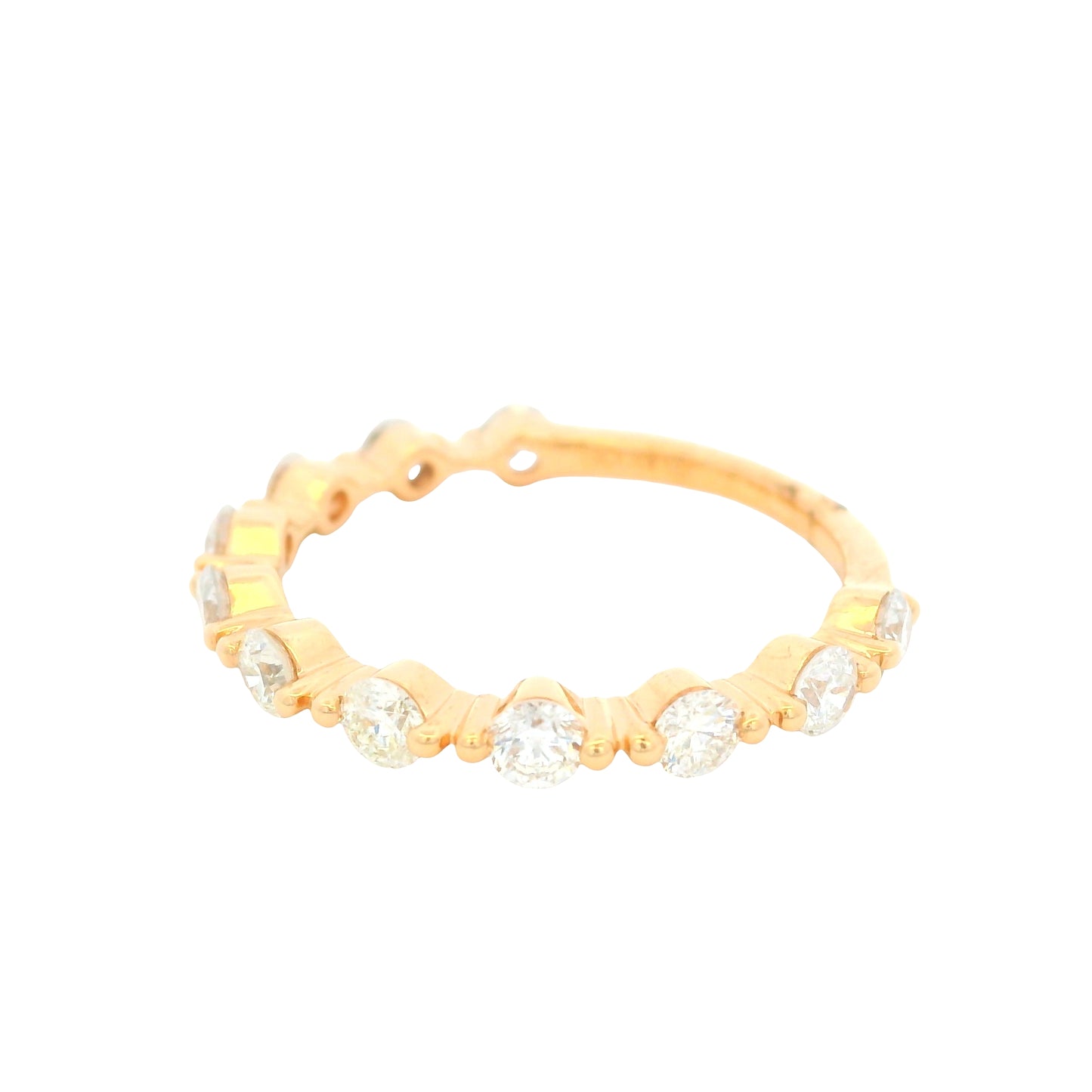 18K Rose Gold Natural Round Brilliant Cut Prong-Set Diamond Ring