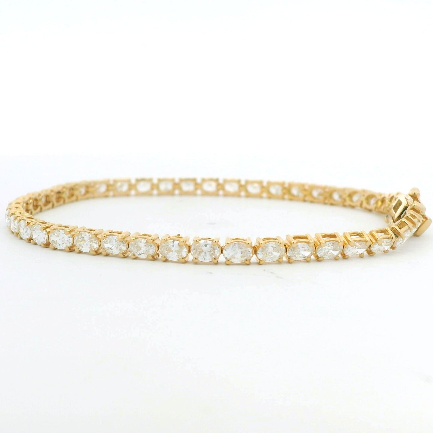 14k Yellow Gold Natural Oval Cut East-West Set Diamond Tennis Bracelet