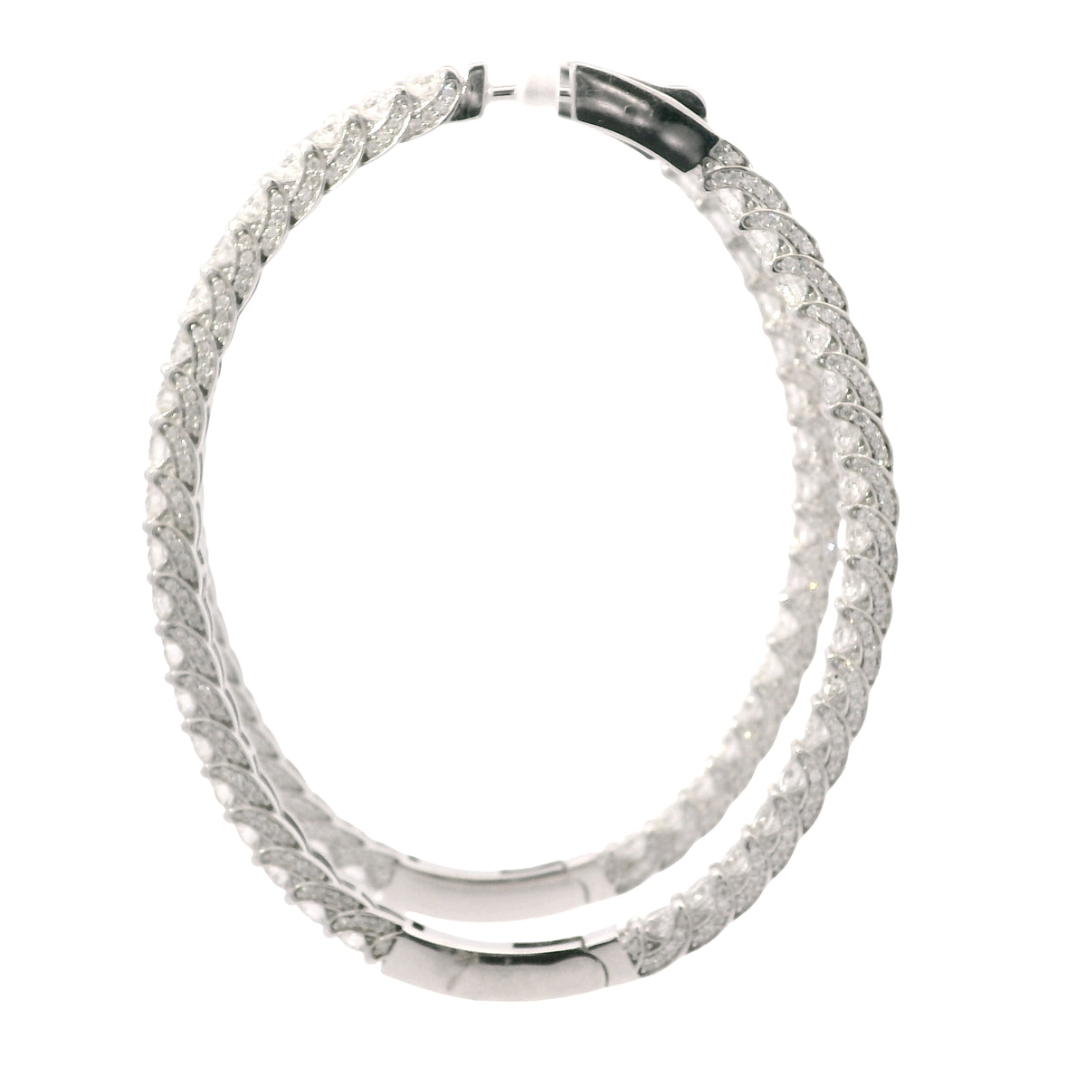 14K White Gold Natural 9.36 Carat Diamond Inside-Out Hoop Earrings