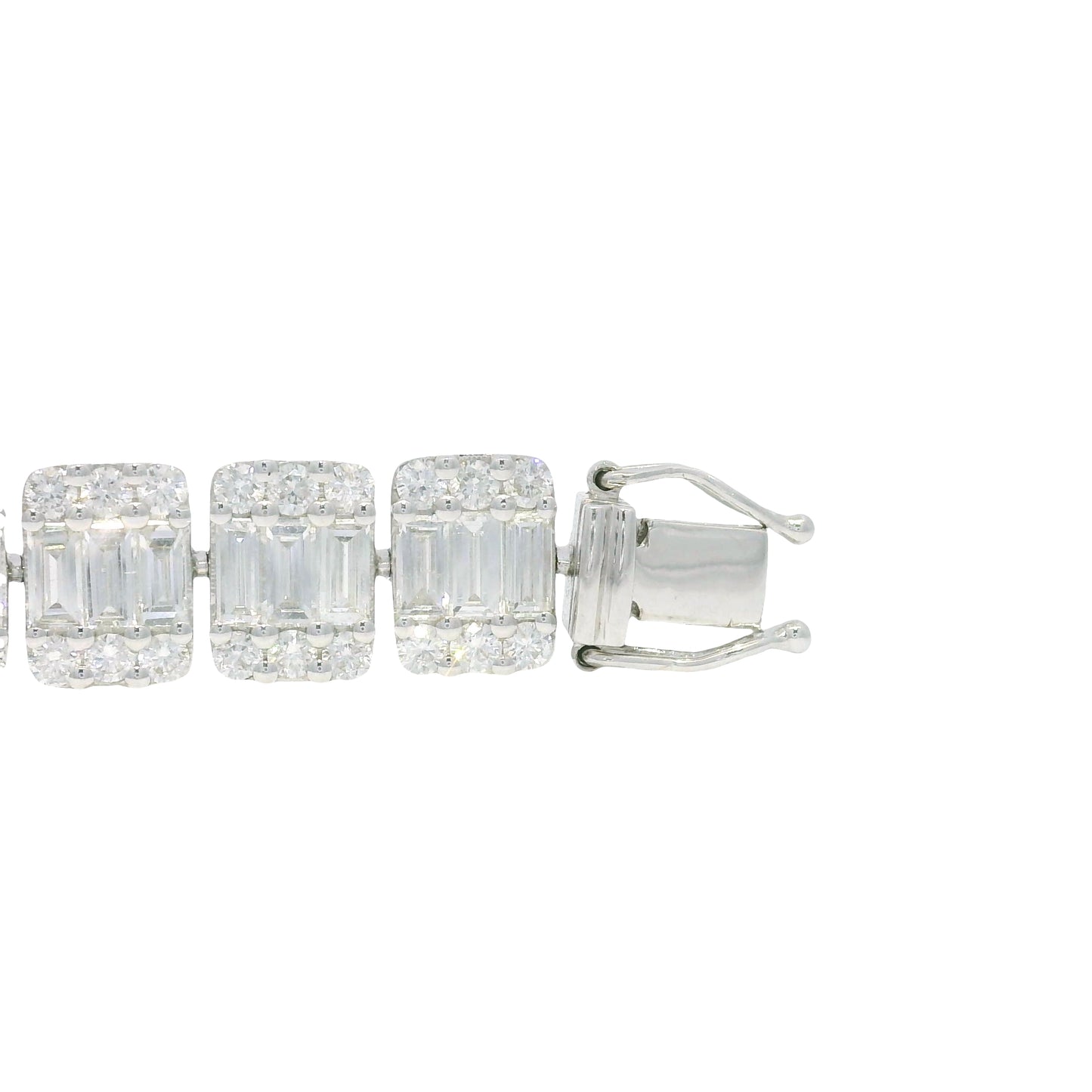 18k White Gold Natural Diamond Mosaic Rectangular Station Bracelet