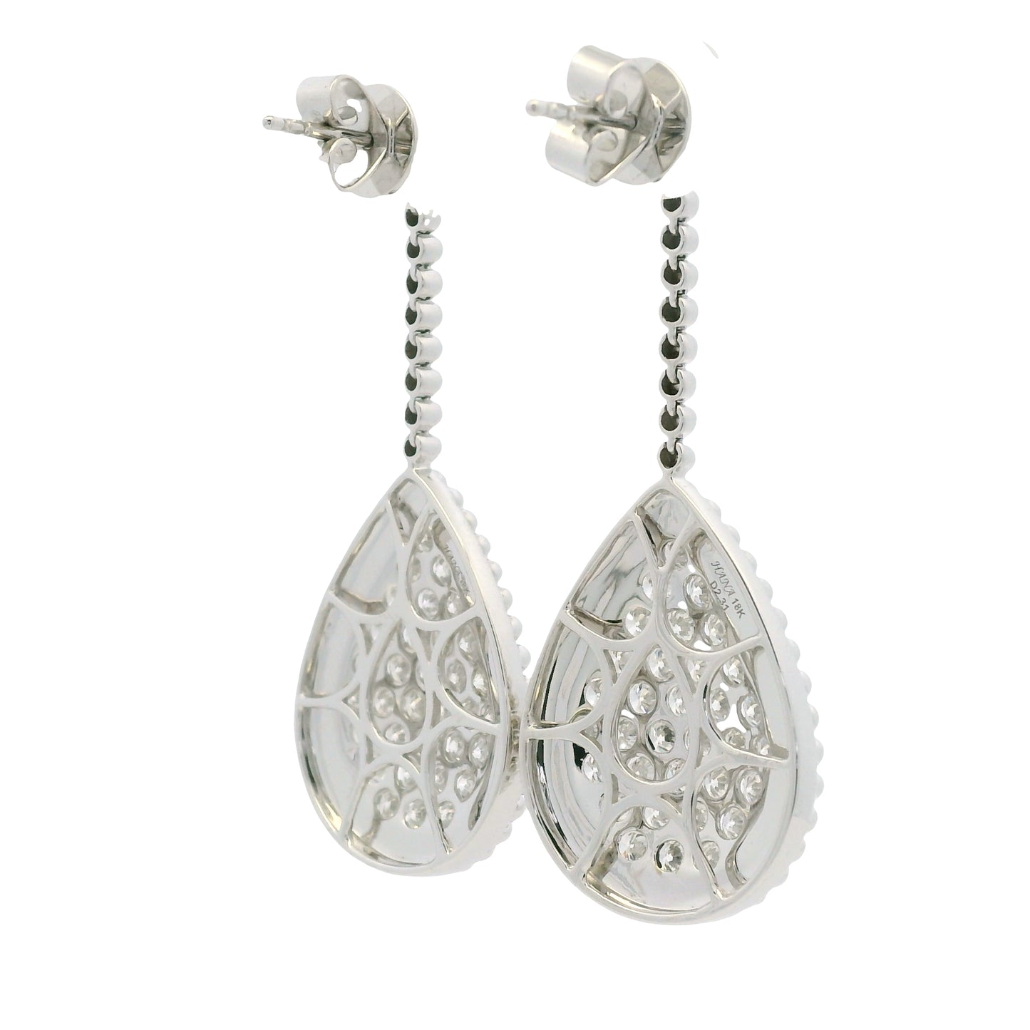 18k White Gold Natural Diamond Pave Teardrop Earrings