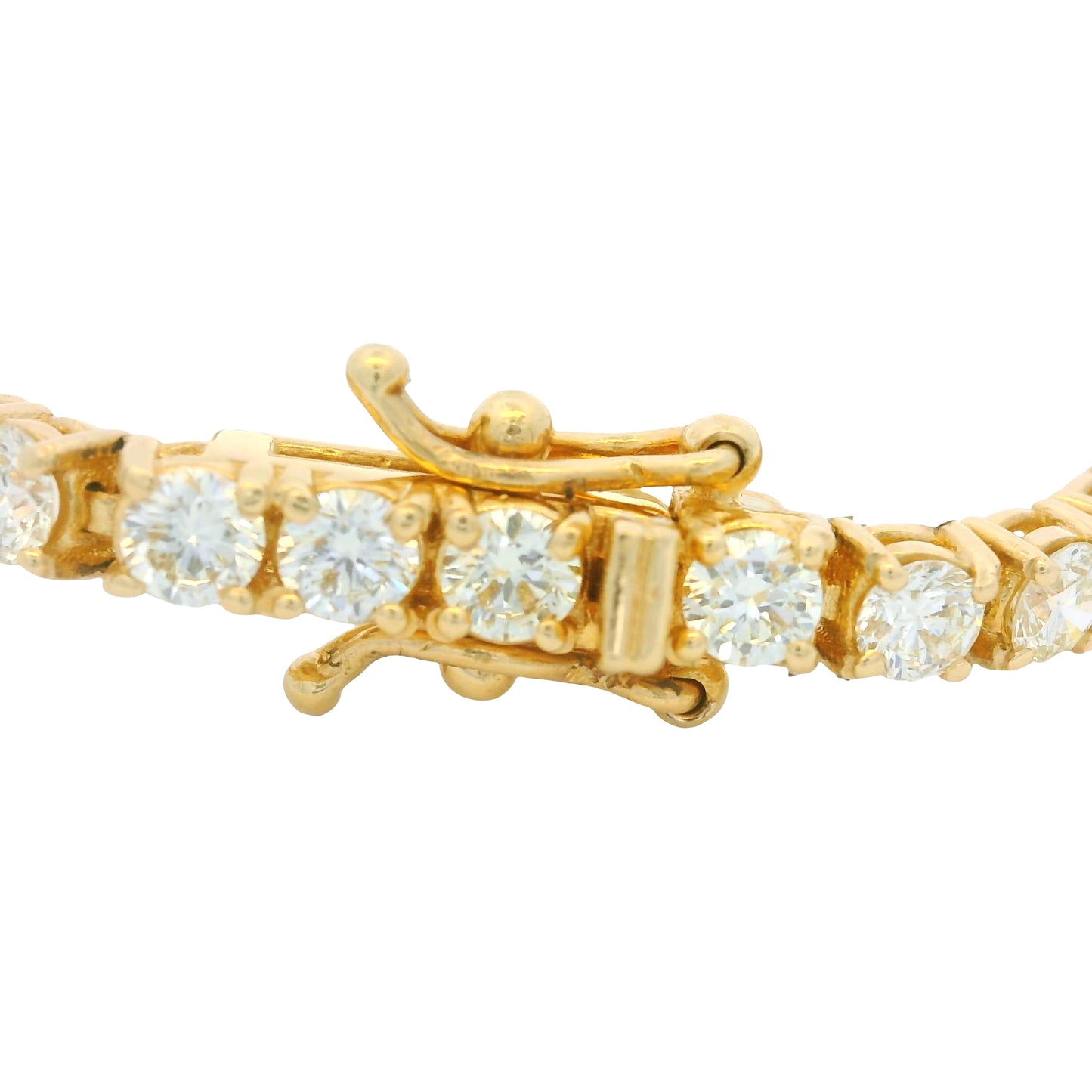 14K Yellow Gold Natural Round Brilliant Cut Diamond Tennis Bracelet