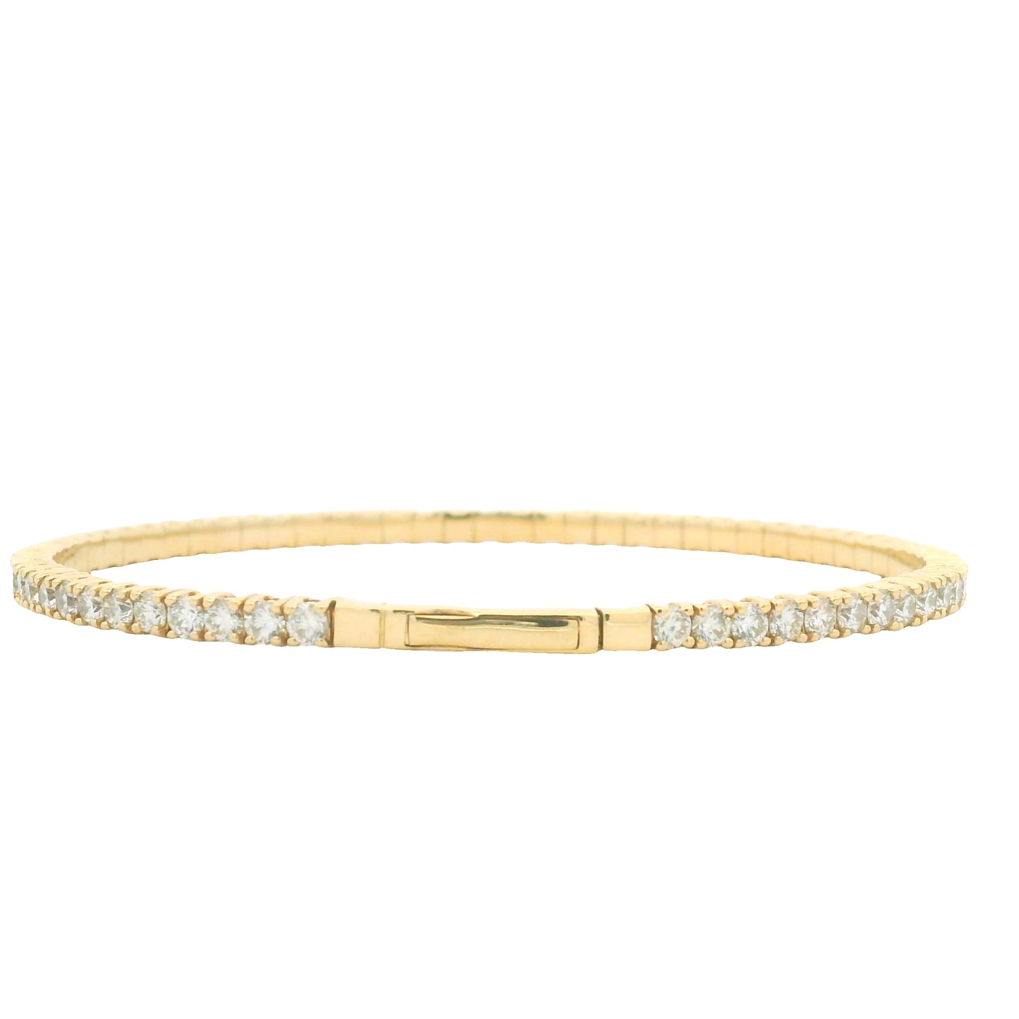 14K Yellow Gold Natural Round Brilliant Cut Diamond Bangle Bracelet