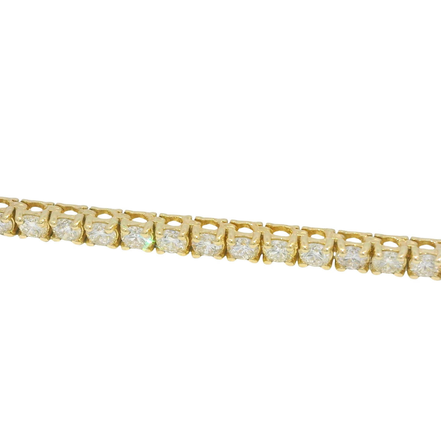 14k Yellow Gold Natural 8.60 Carat Round Brilliant Cut Diamond Tennis Necklace