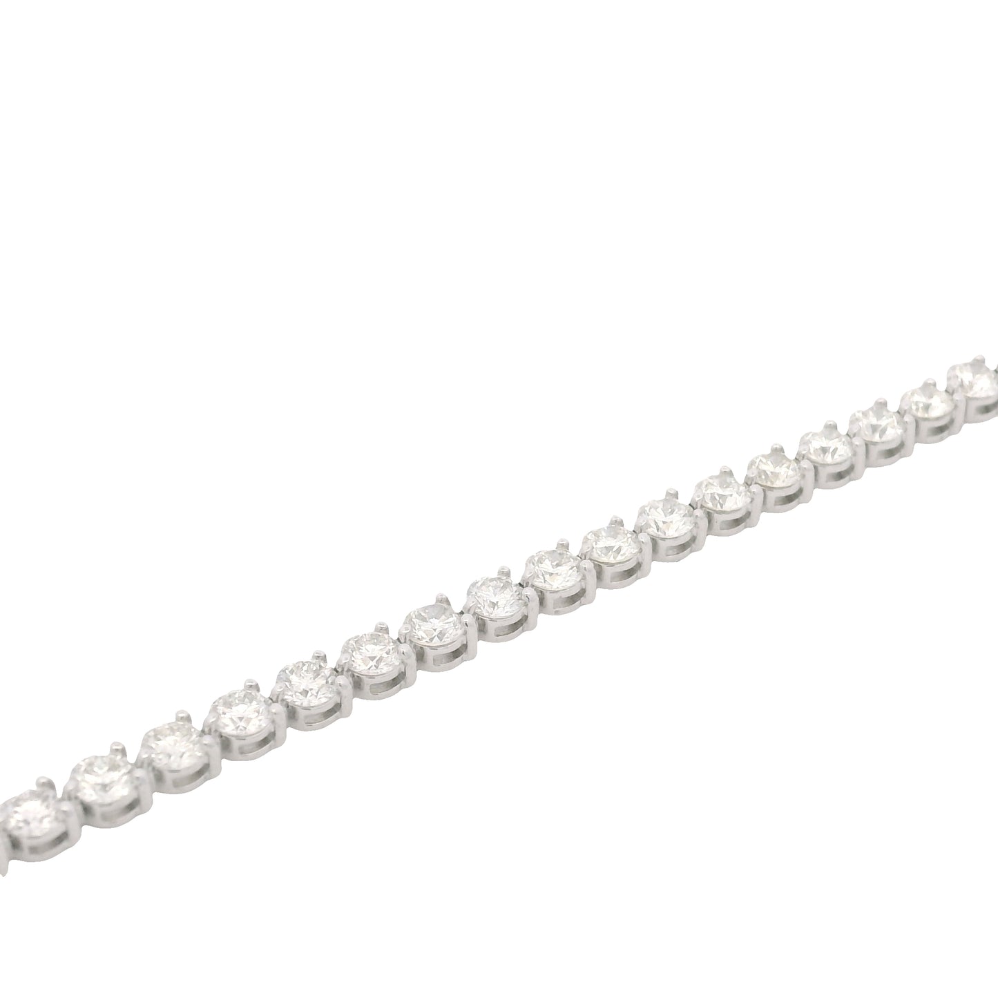 14K White Gold Natural Round Brilliant Cut Diamond 3-Prong Tennis Bracelet