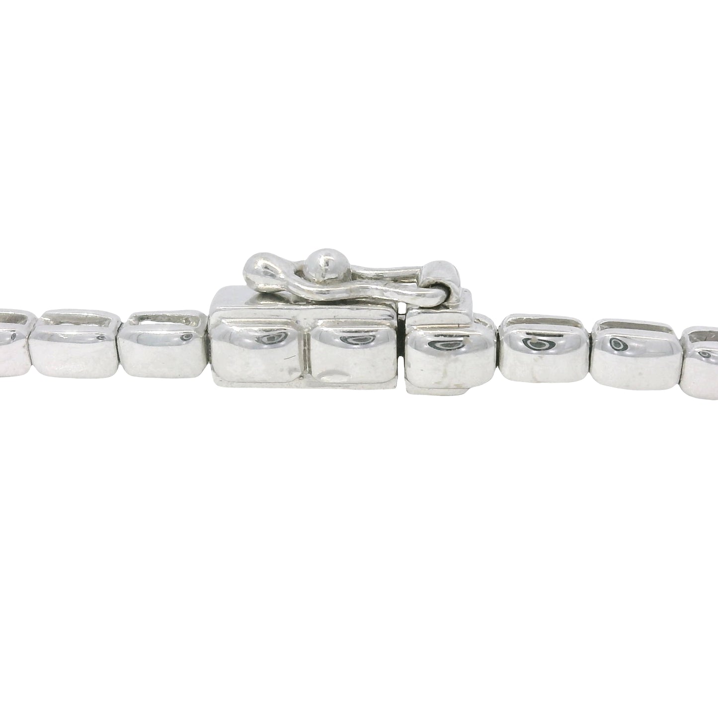 18K White Gold Natural Emerald Cut Diamond Half- Way Tennis Necklace