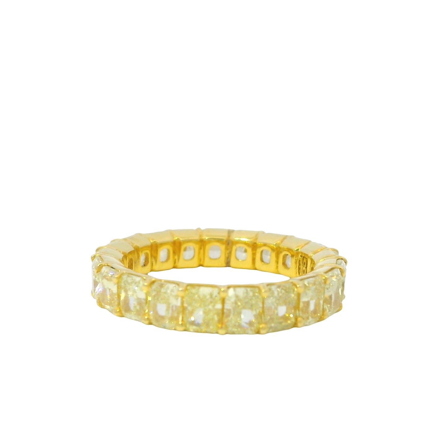 18K Yellow Gold Natural Fancy Yellow Radiant Cut Diamond Eternity Ring