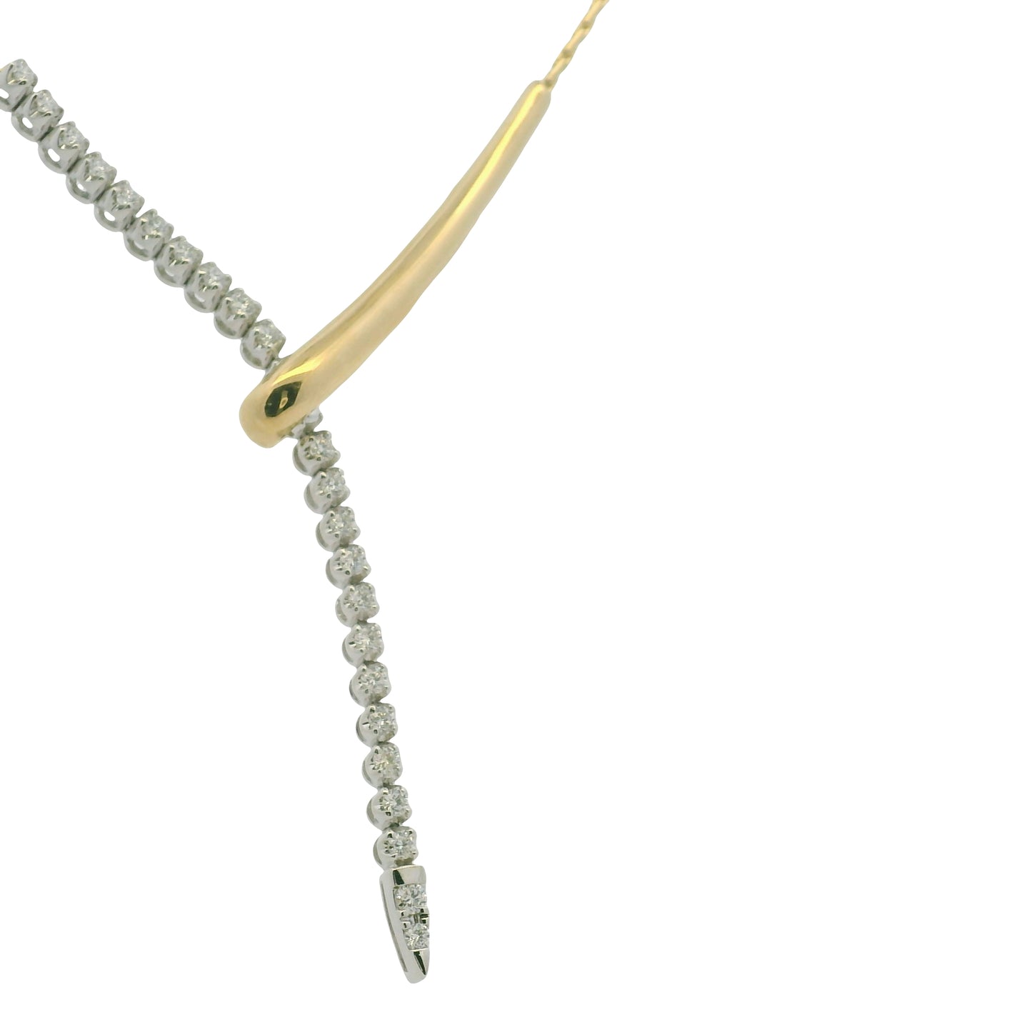 14K White & Yellow Gold Natural Diamond Snake Lariat-Style Necklace