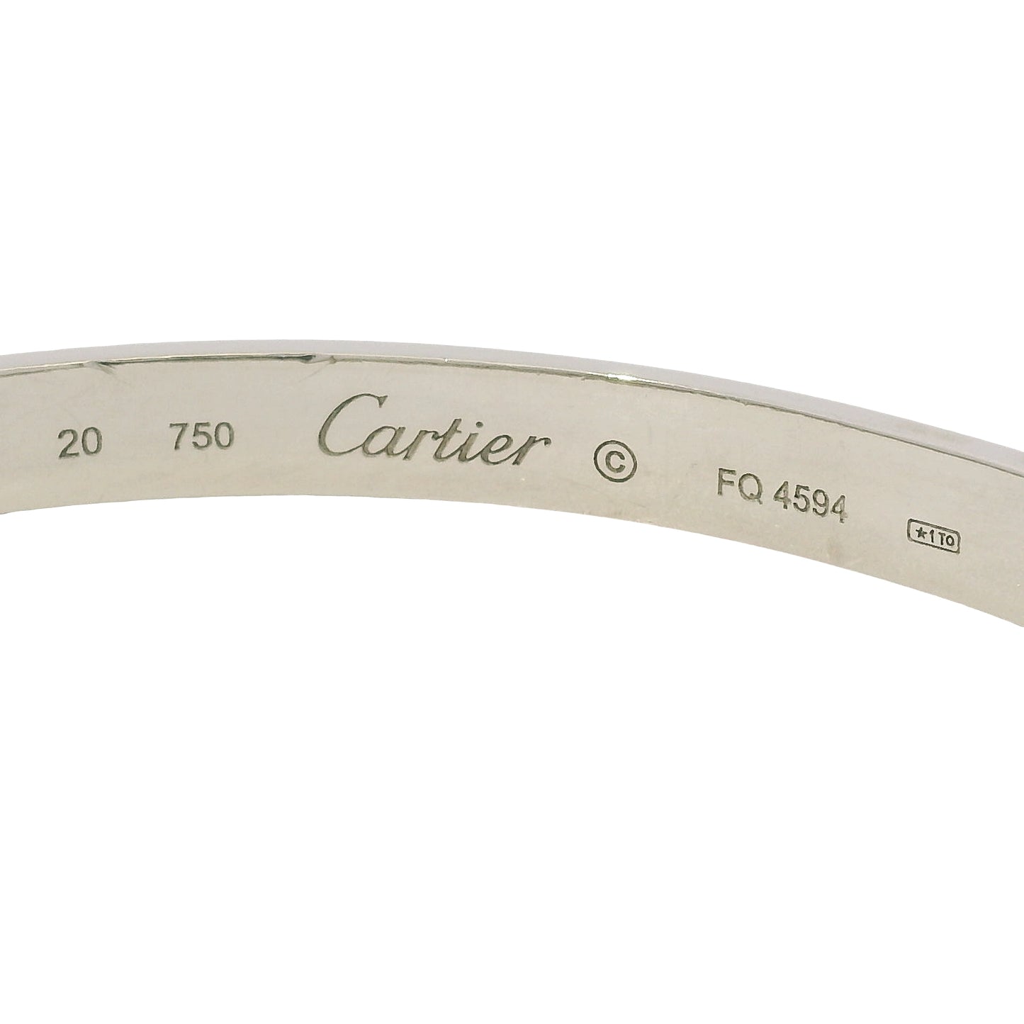 Cartier LOVE 18k White Gold Classic Model Size 20 Bangle Bracelet