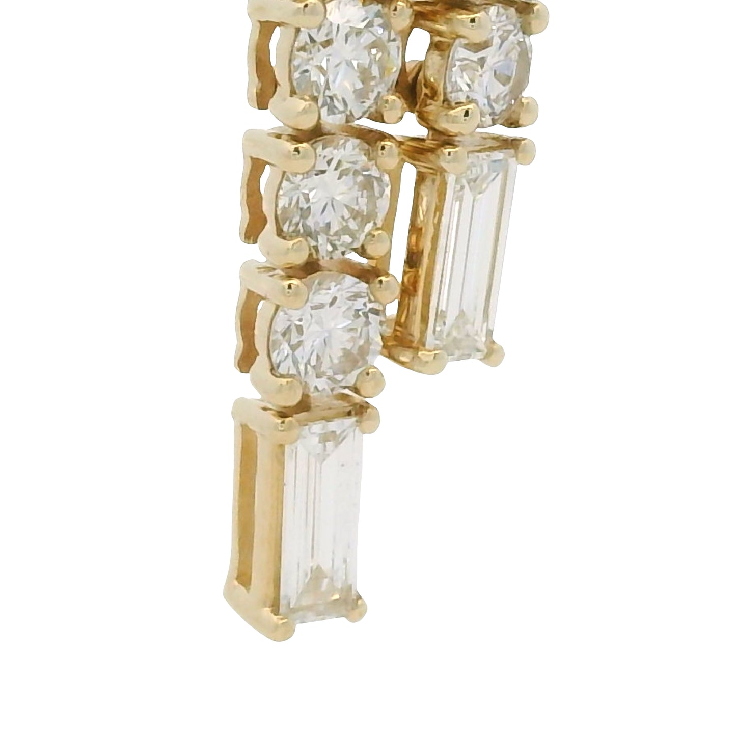 14k Yellow Gold Baguette And Round Diamond Bow Pendant Necklace