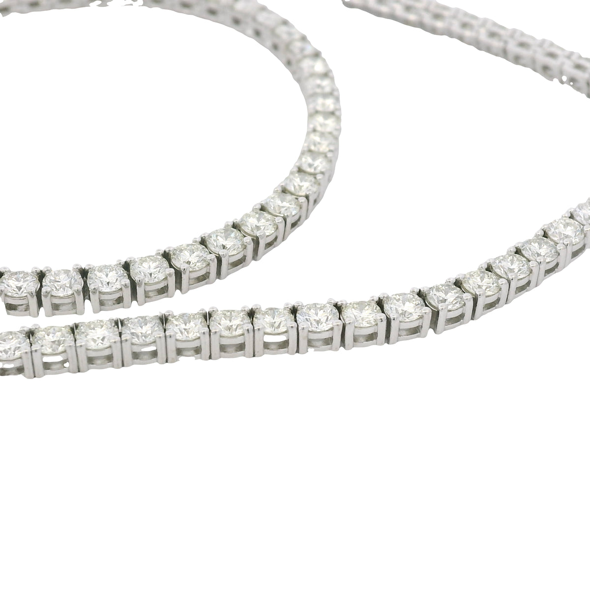 14k White Gold Natural 12.65 Carat Diamond Tennis Necklace