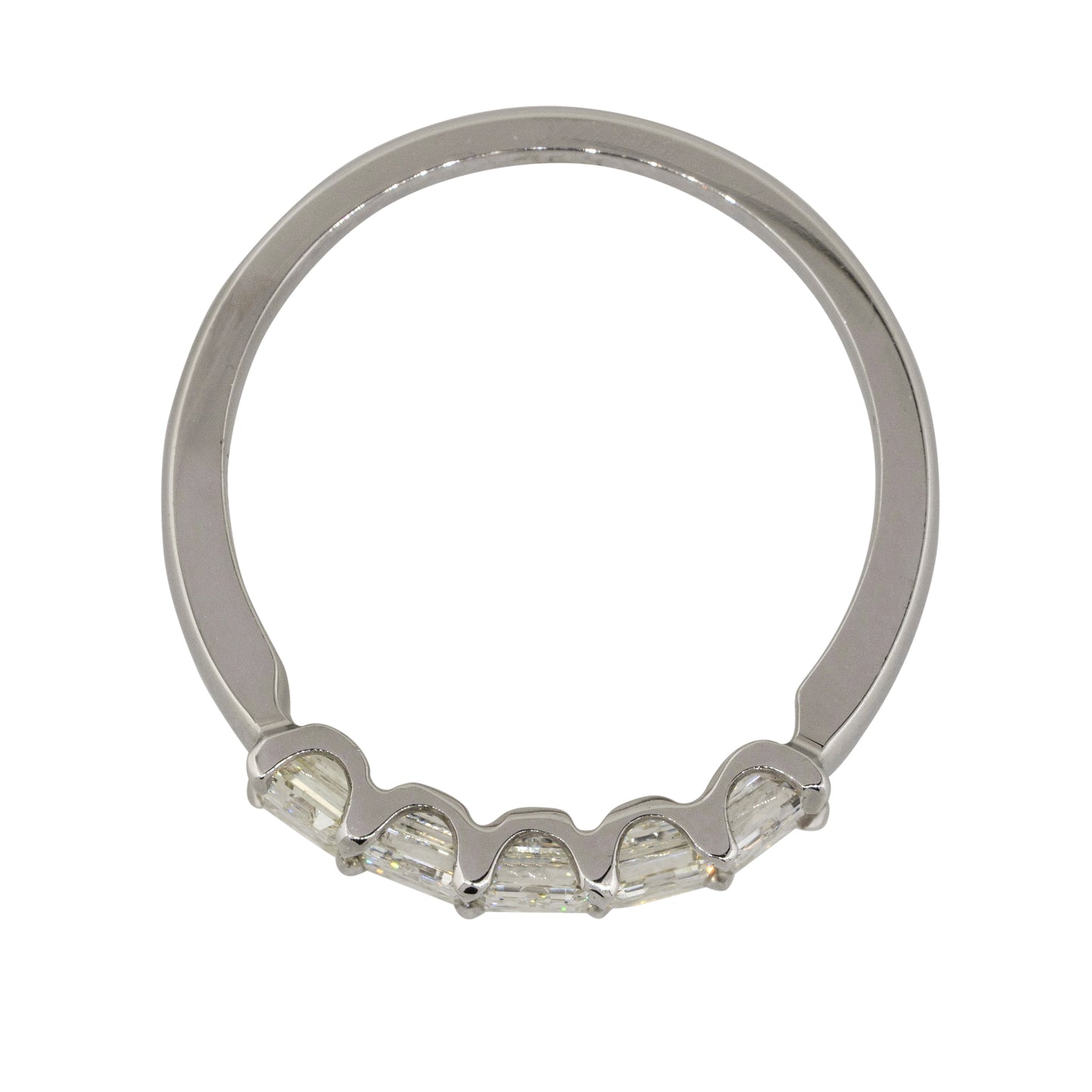 18k White Gold 1.19ctw Emerald Cut Diamond Five Stone Ring