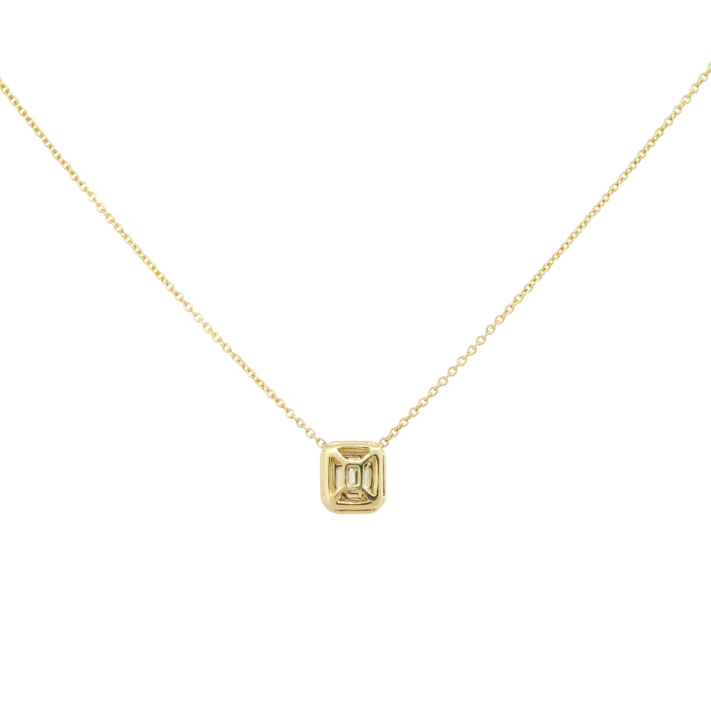 14k Yellow Gold 0.22ctw Round Brilliant and Baguette Cut Diamond Necklace