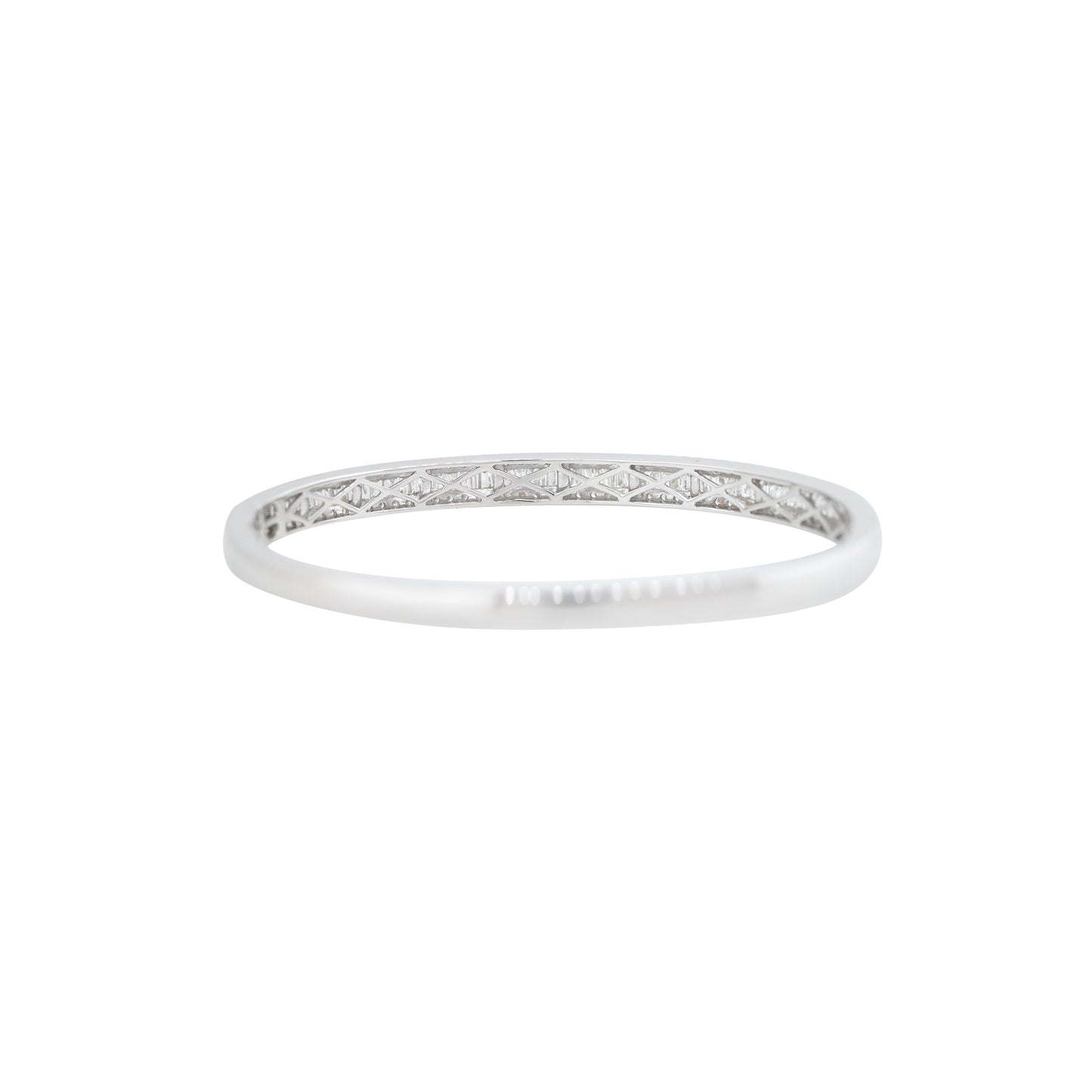 18k White Gold 2.42ctw Round Brilliant & Baguette Cut Diamond Bangle Bracelet