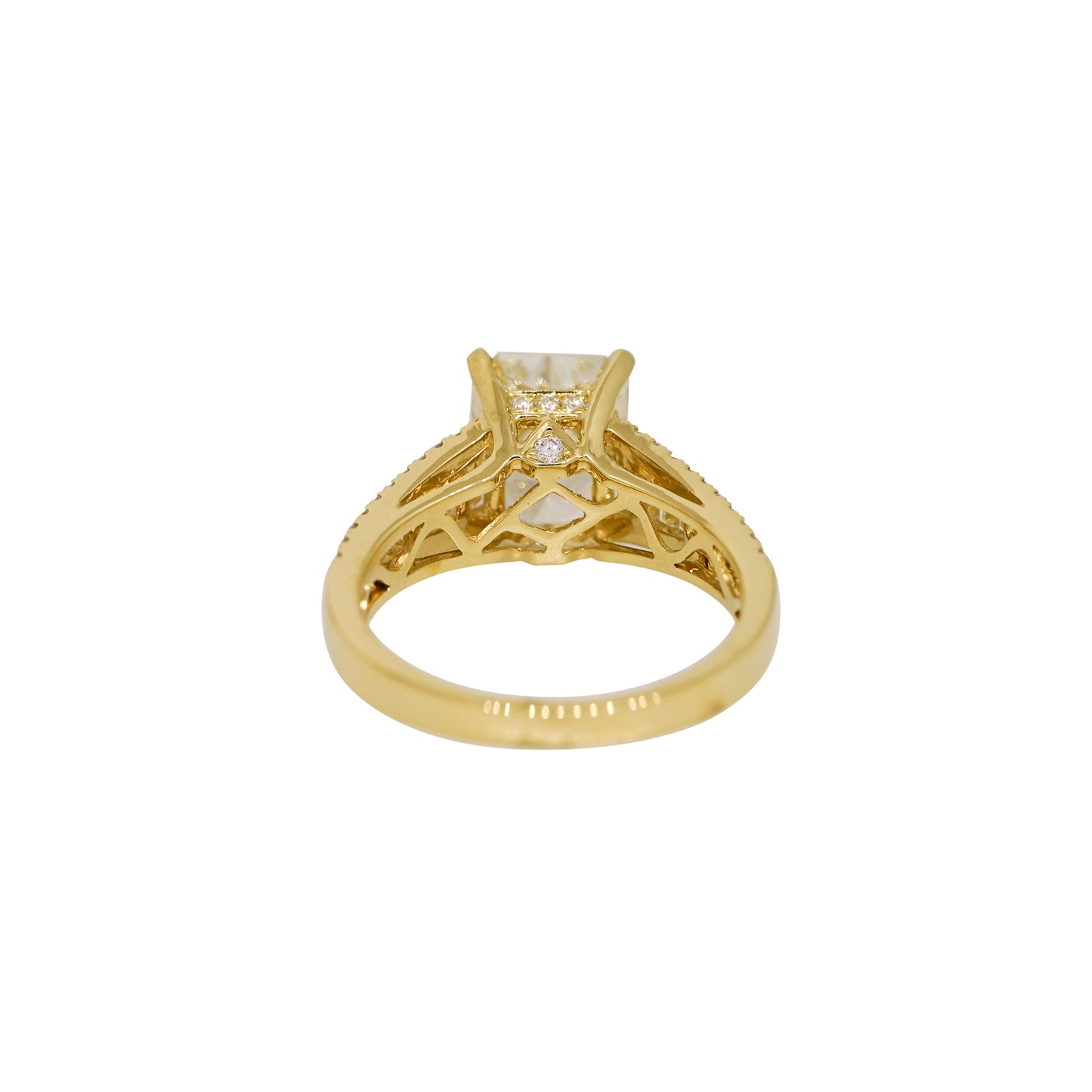 GIA 18k Yellow Gold Natural 3.01 Carat Radiant Cut Diamond Engagement Ring