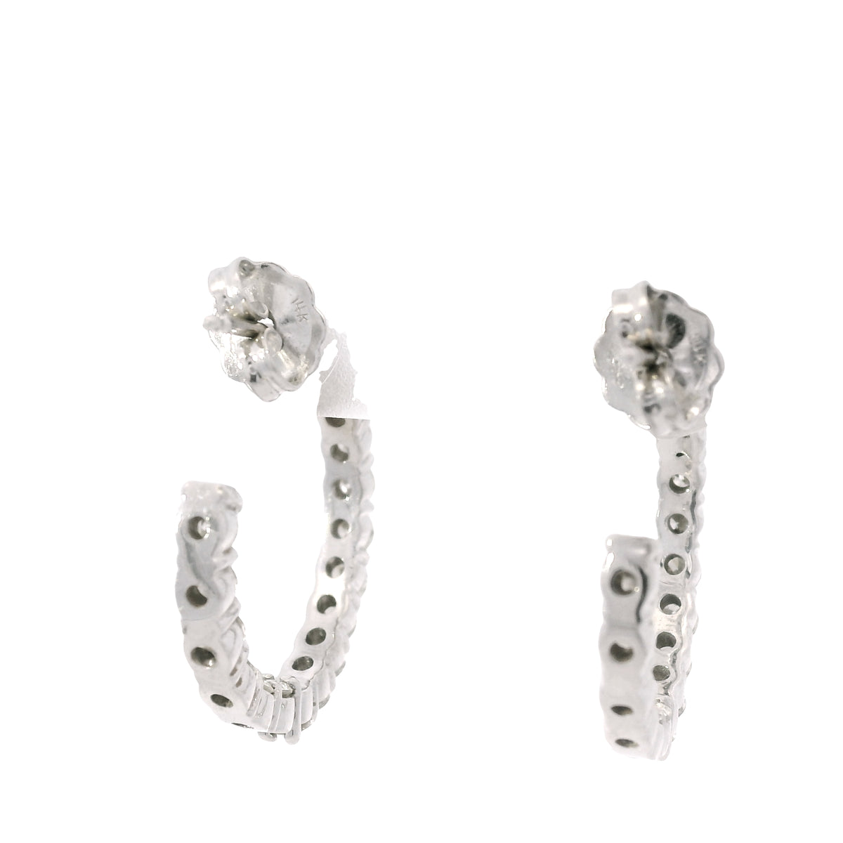 14K White Gold 1.44 Carat Natural Diamond Inside-Out Hoop Earrings