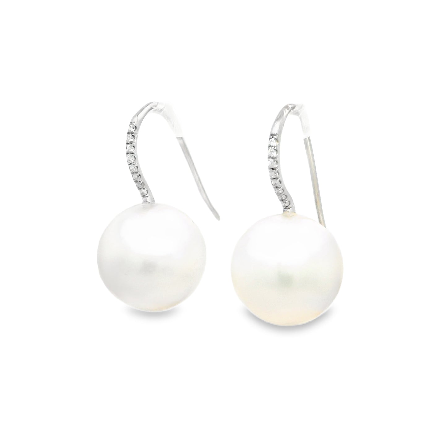 Ivanka Trump 18k White Gold South Sea Pearl & Natural Diamond French Wire Earrings