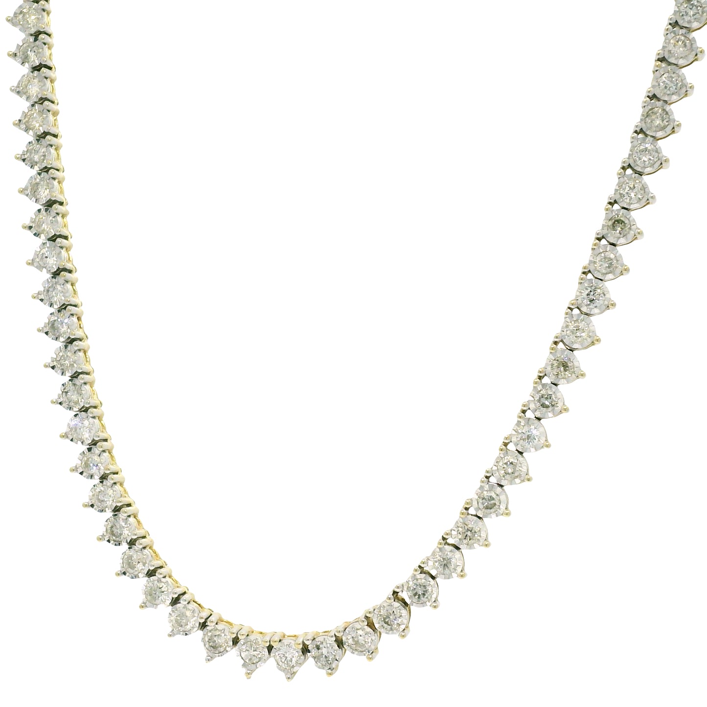 10k Two-Tone Gold Natural 4.50 Carat Diamond Illusion 3-Prong Tennis Necklace