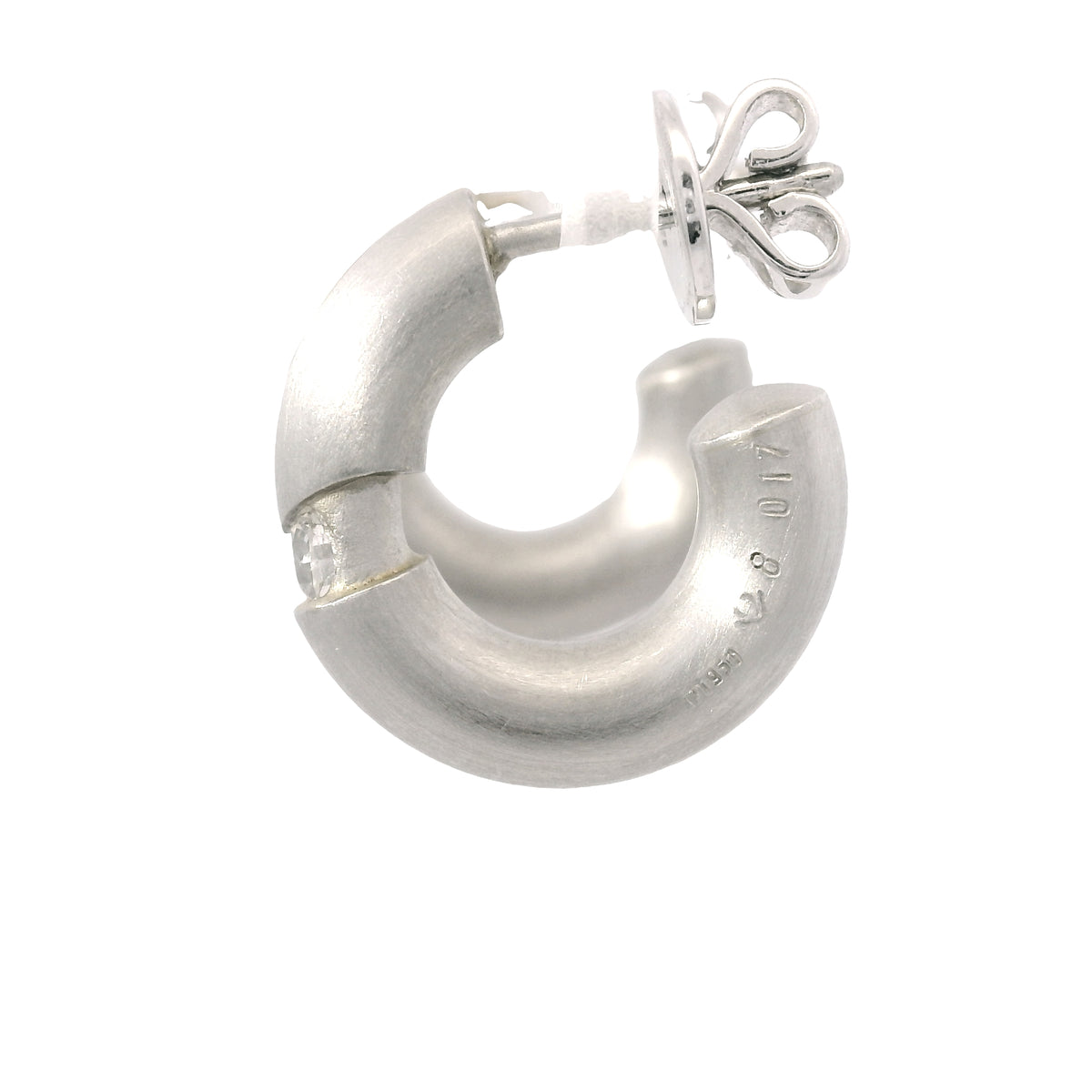 Platinum Natural 0.34 Carat Round Brilliant Cut Diamond Small Hoop Earrings