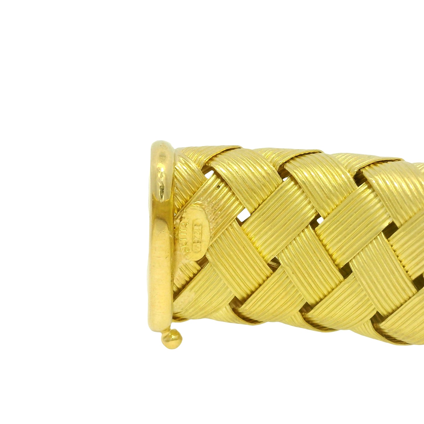 18k Yellow Gold Textured Woven Cabochon Sapphire Bracelet