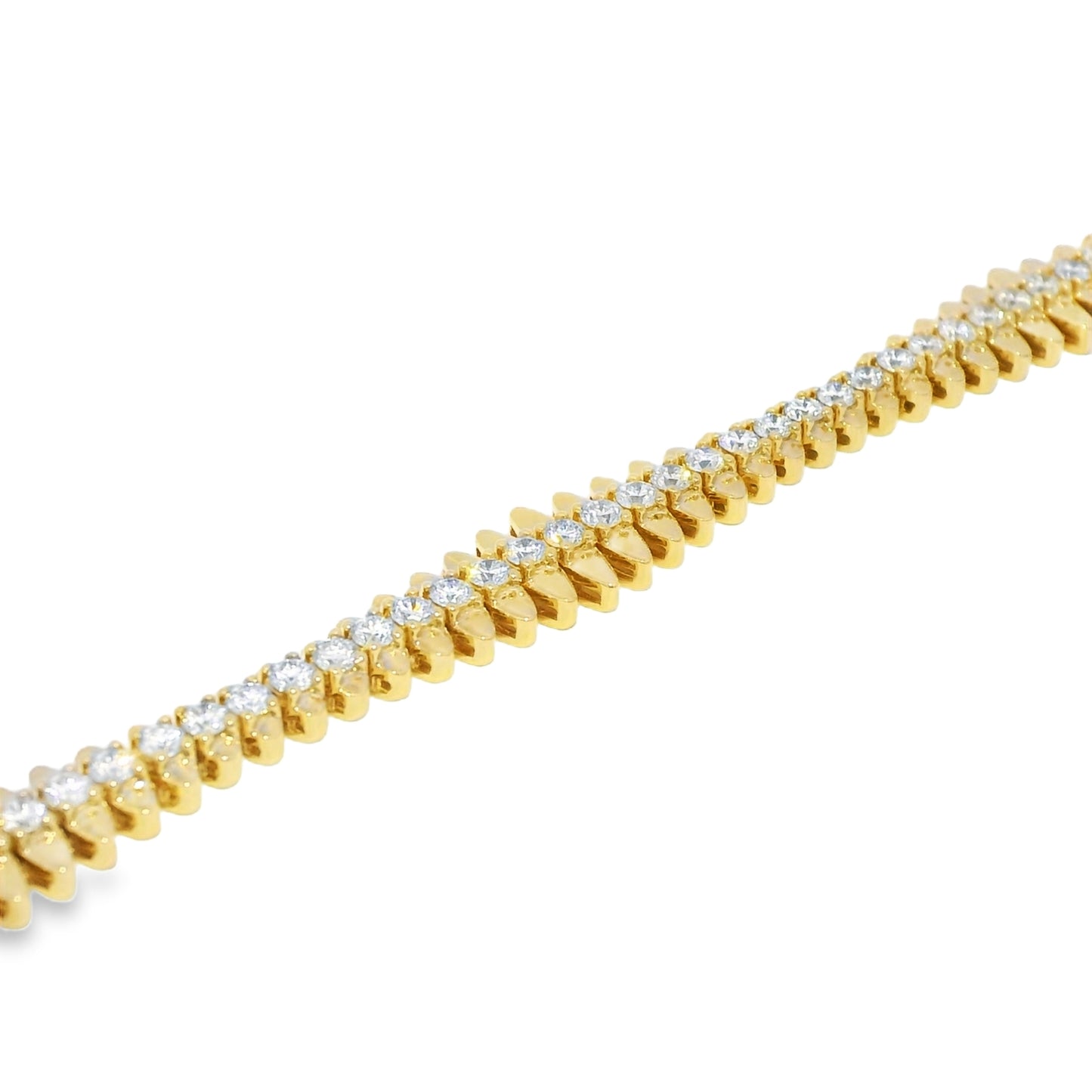 14k Yellow Gold Natural 2.12 Carat Diamond Spiked-Edge Bracelet