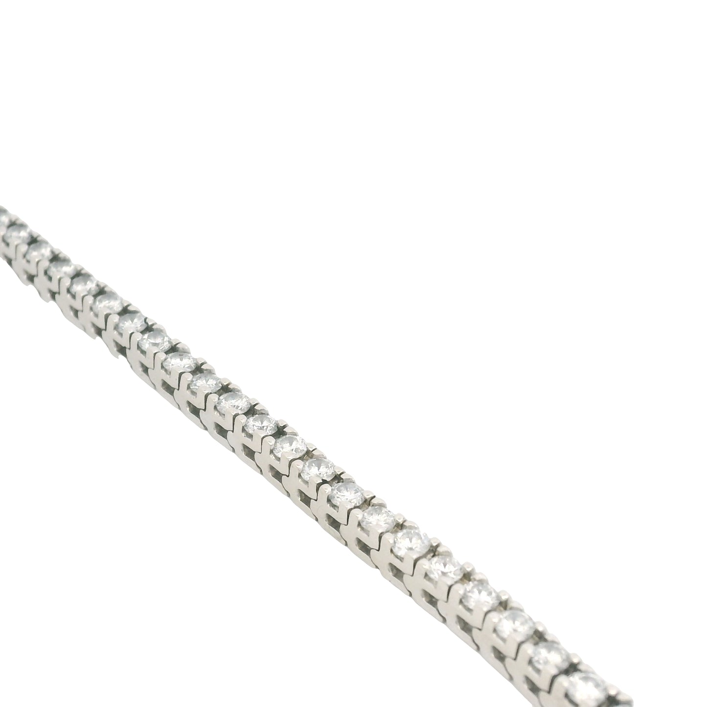 14K White Gold Natural Round Brilliant Cut Diamond Tennis Bracelet