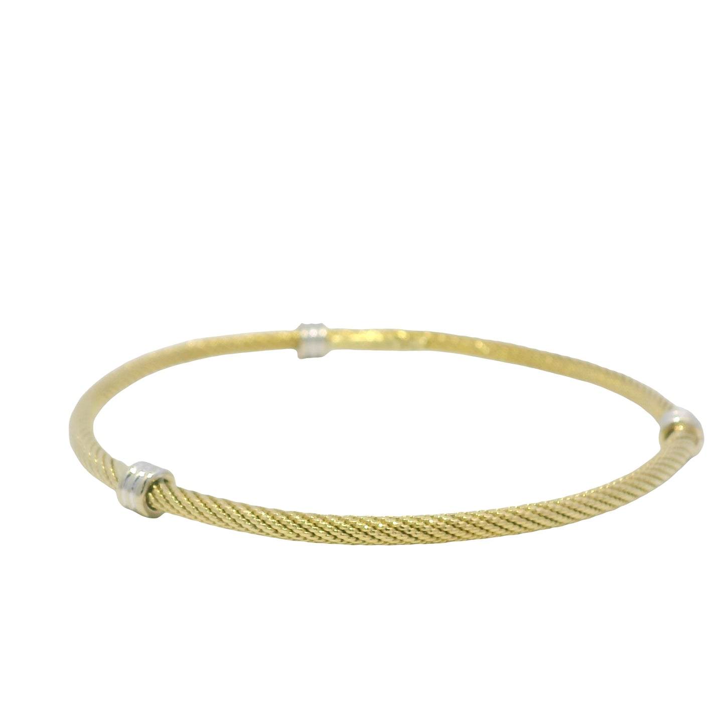David Yurman 18K Yellow Gold Three Station Narrow Bangle Bracelet