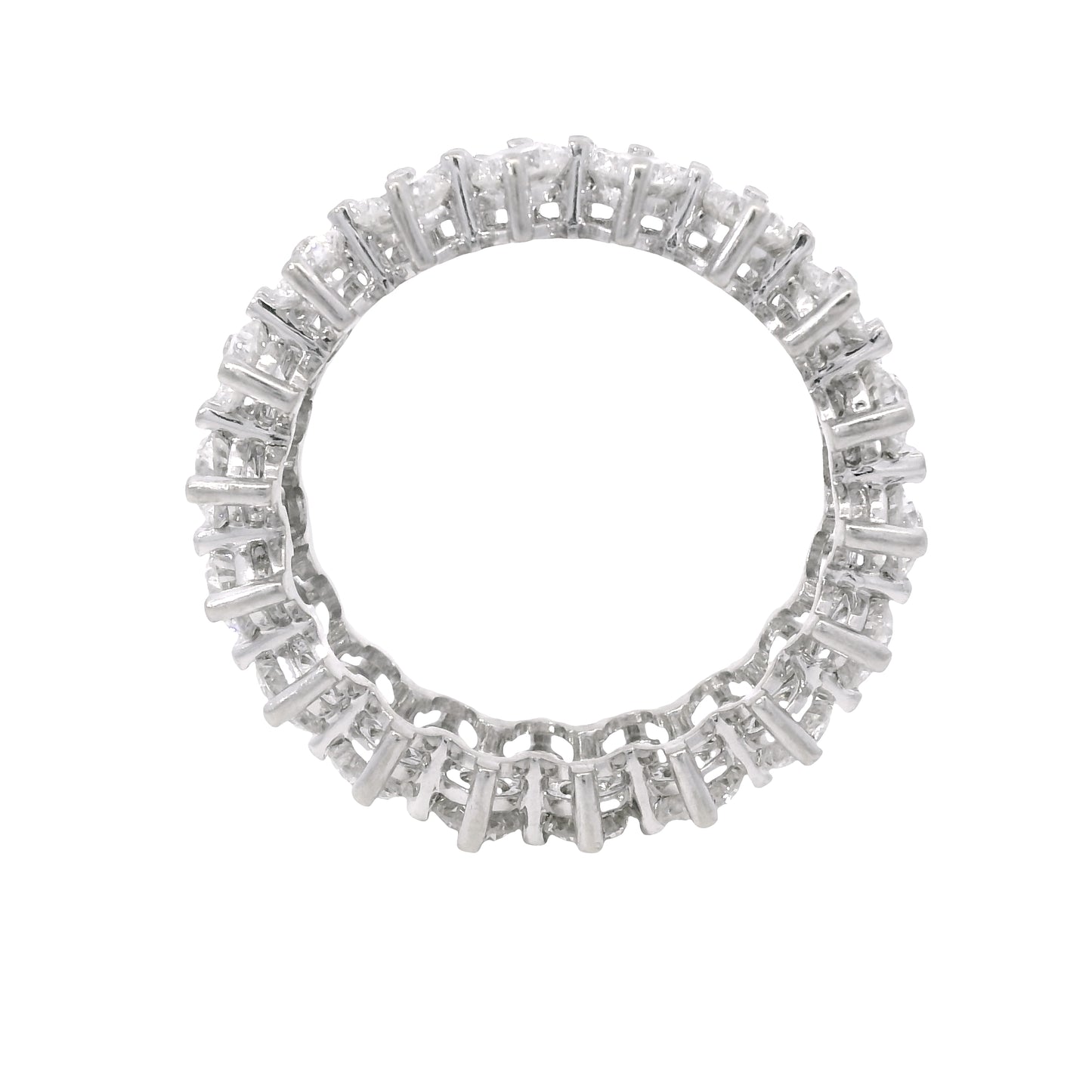 14K White Gold Natural 4.50 Carat Round Diamond Double Row Eternity Ring