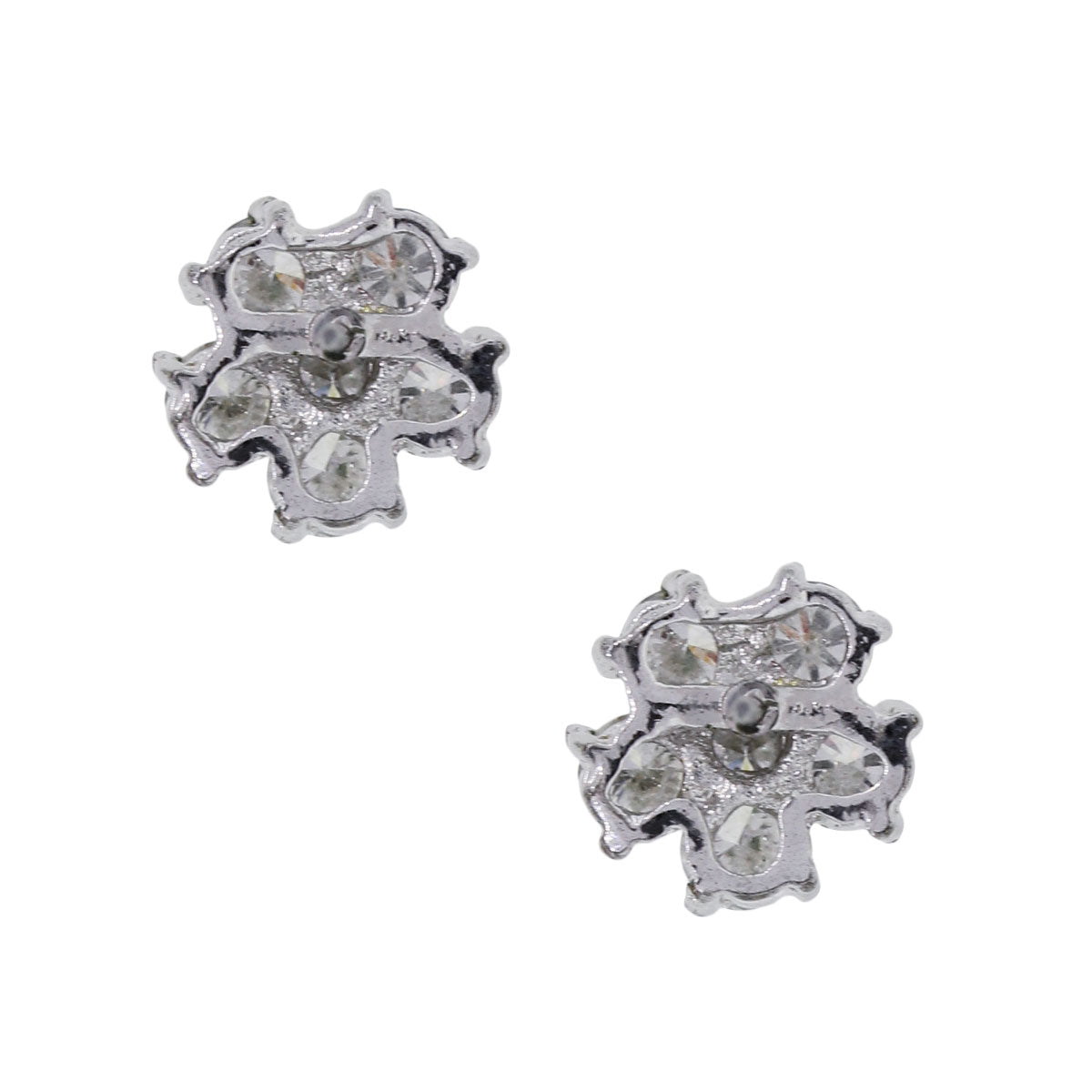 14k White Gold 1ctw Round Brilliant Diamond Cluster Earrings