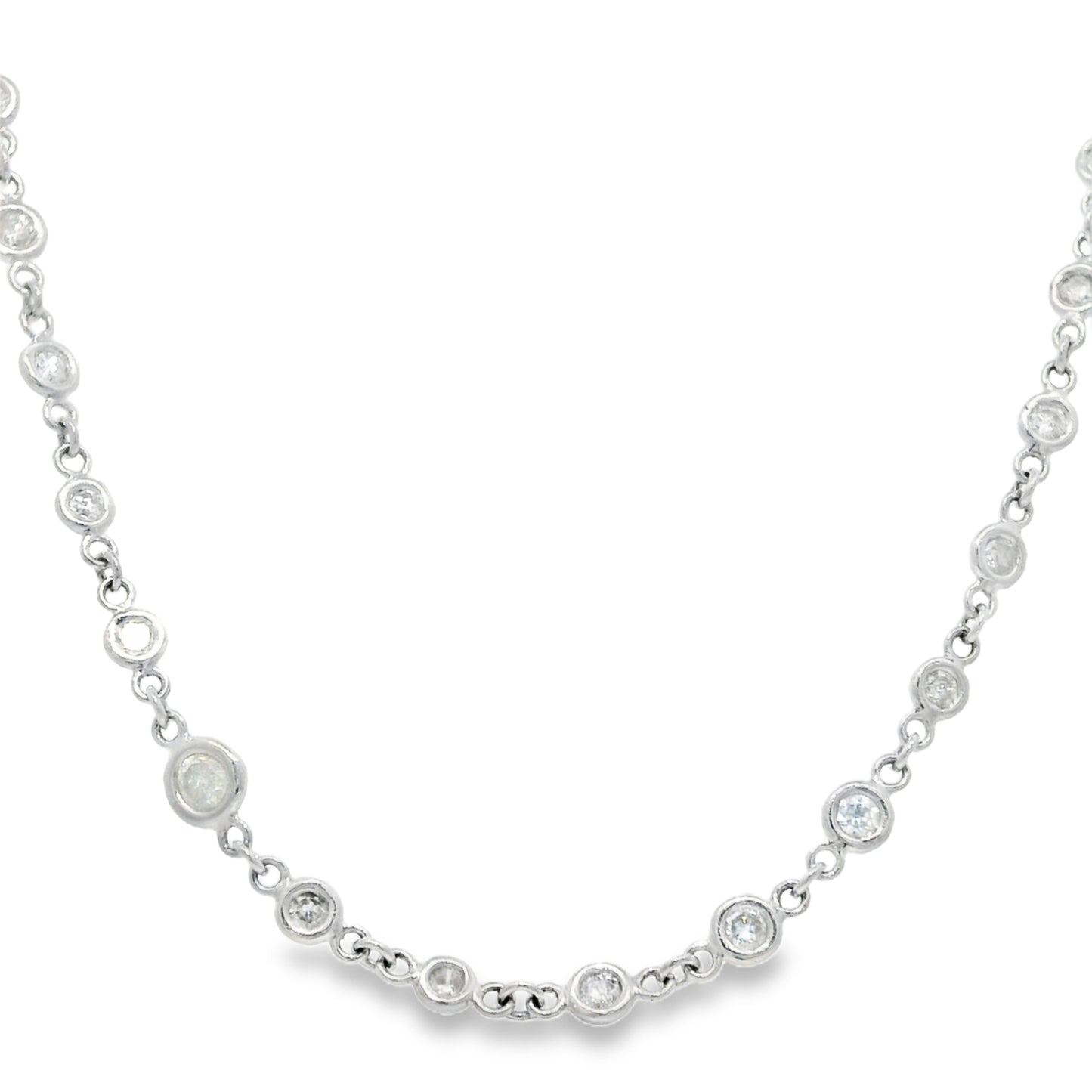 Platinum Natural Round Brilliant Cut Diamonds By The Yard Necklace