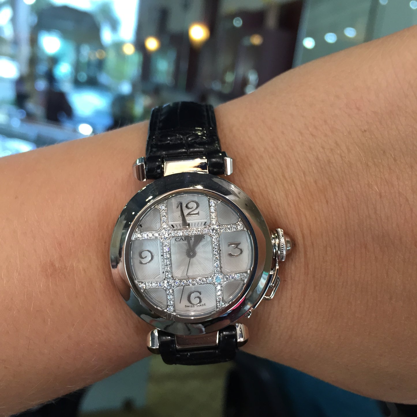 Cartier 2529 18K White Gold Pasha Diamond Grill Watch