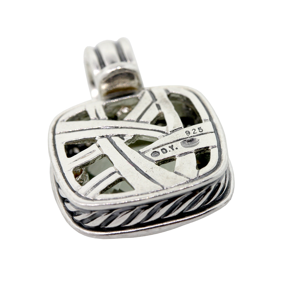 David Yurman Sterling Silver 11mm Prasiolite Pendant